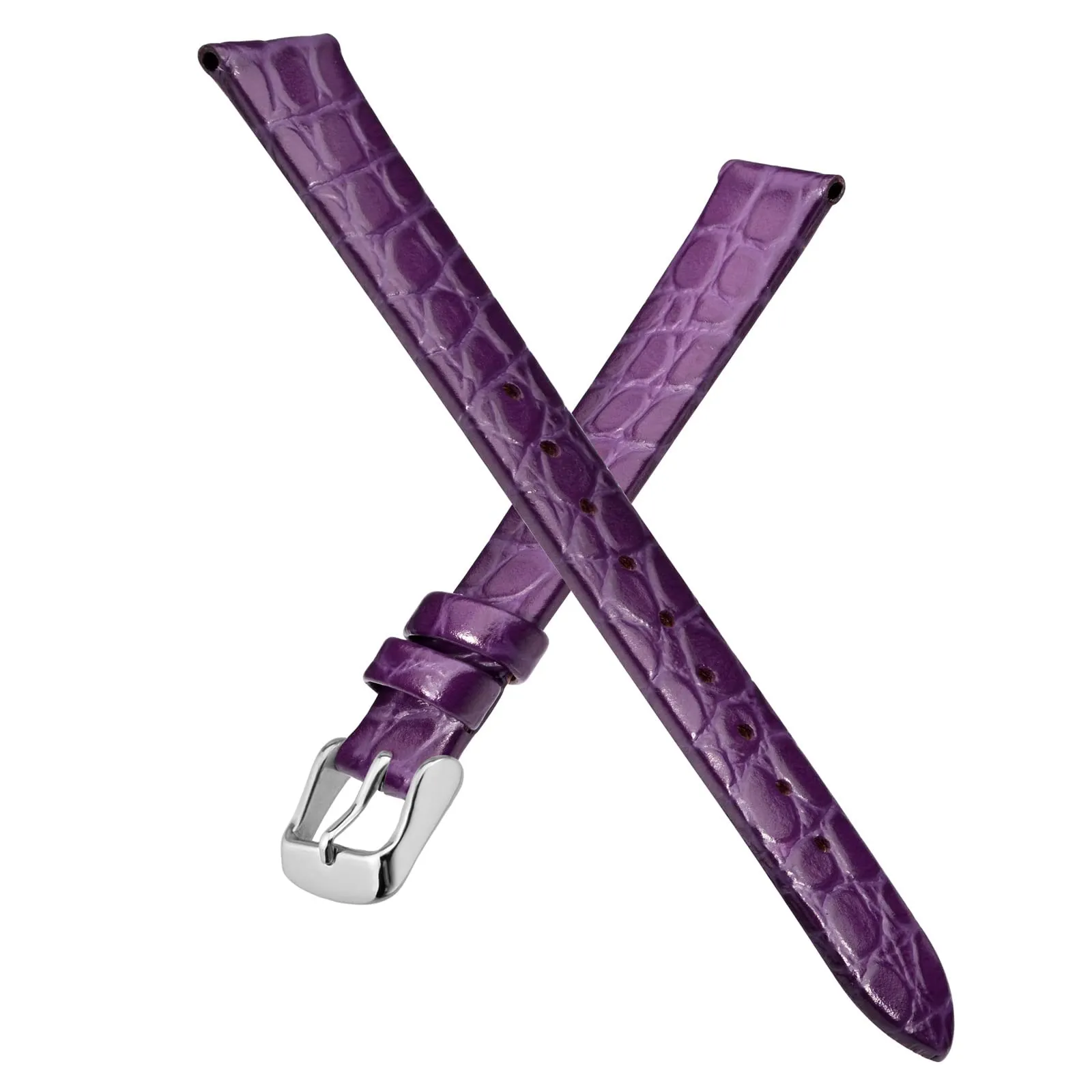 BISONSTRAP Cinturino di Ricambio in Pelle per Orologi Donna, 12mm, Viola con Fibbia in Argento - immagine 3