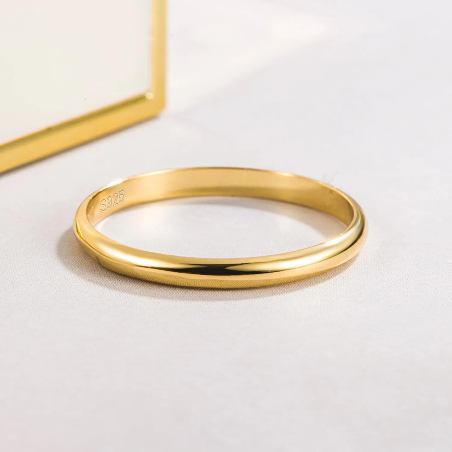 Dankadi Anello di fede nuziale in argento 925 placcato oro, 3,5 mm, misura 44-70 mm - immagine 9