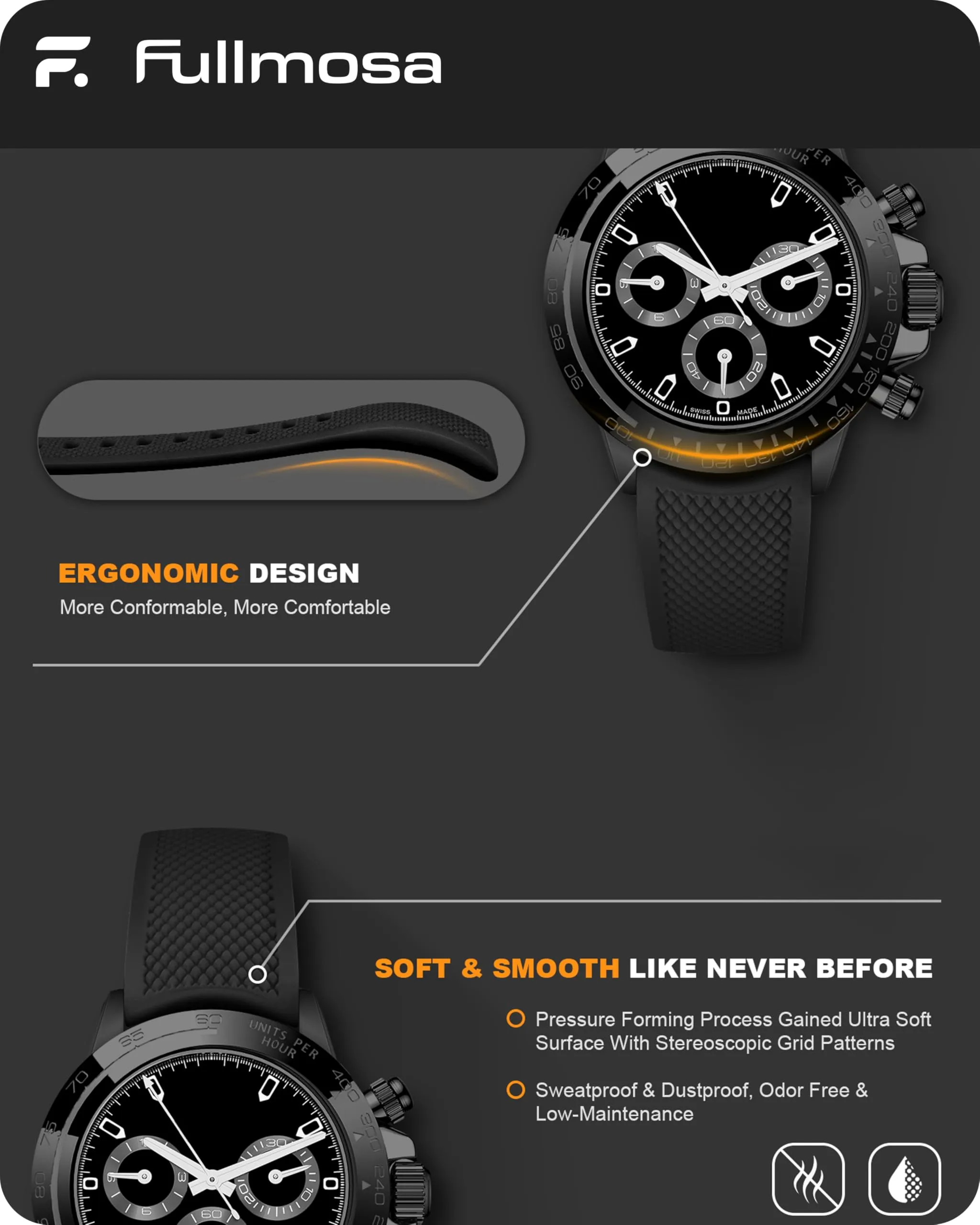 Fullmosa Cinturino 20mm in Silicone con Sgancio Rapido - immagine 4