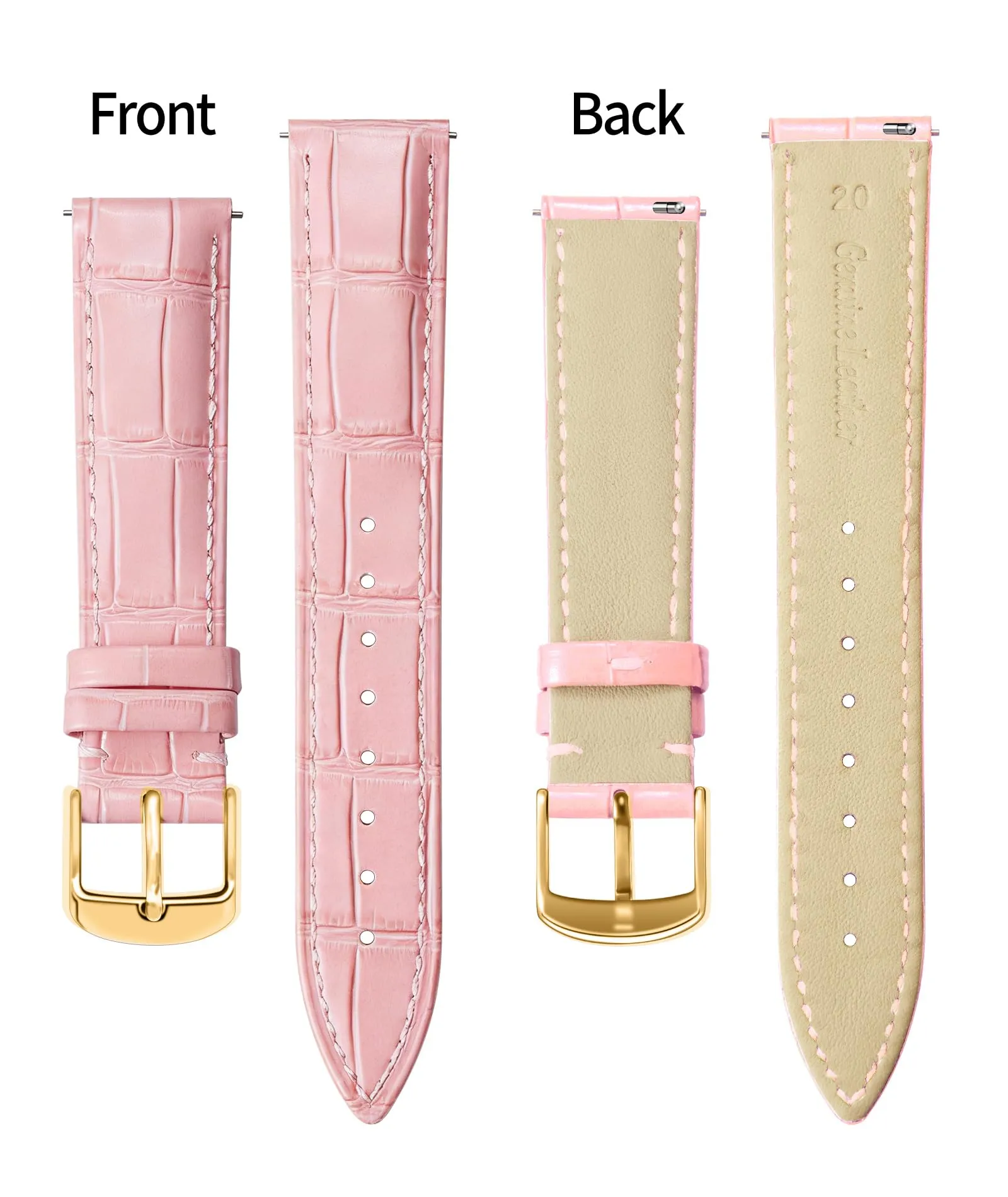 BINLUN Cinturino per Orologio in Pelle Sgancio Rapido Rosa 10mm - immagine 2