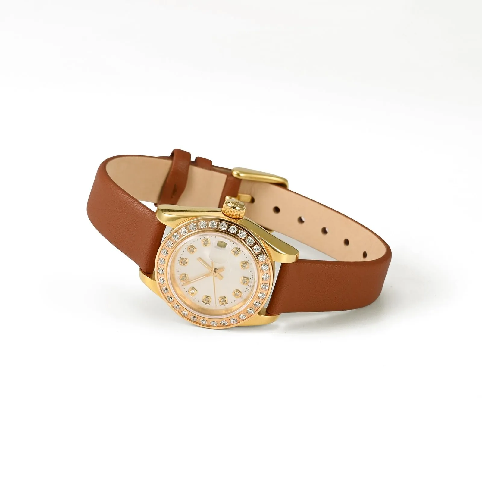 WOCCI Cinturino per Orologio in Pelle 12mm - Terracotta Marrone con Fibbia Oro Rosa - immagine 2