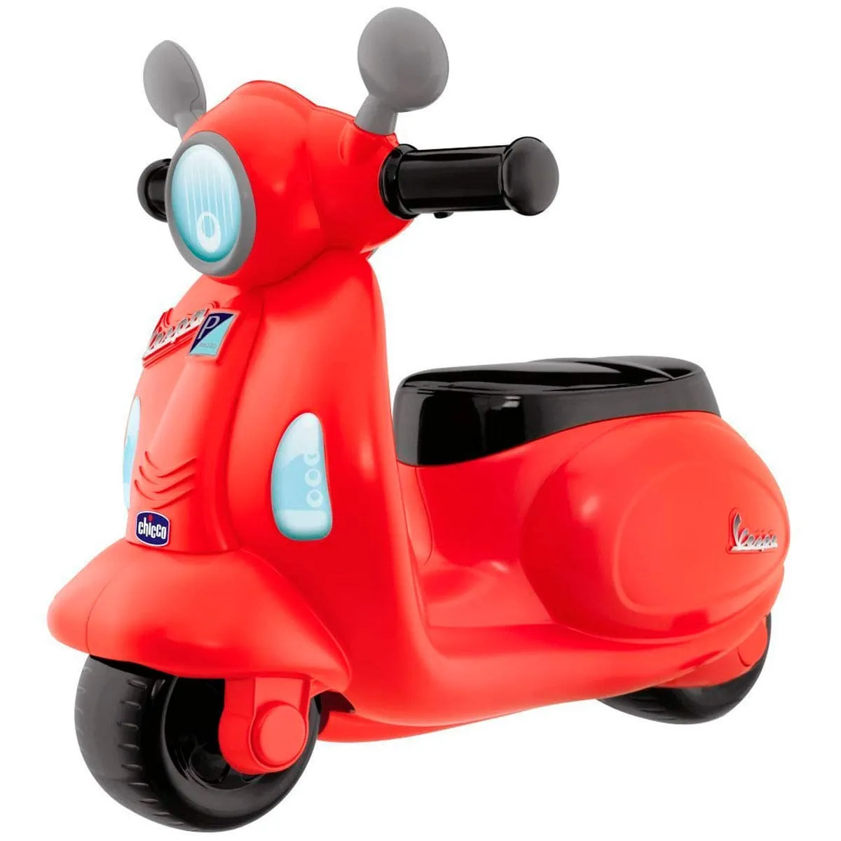 Chicco Vespa Primavera per Bambini, Rossa, Moto Cavalcabile con Pannello Elettronico, Luci e Suoni, Ruote di Supporto Rimuovibili, Max 25 Kg - immagine 1