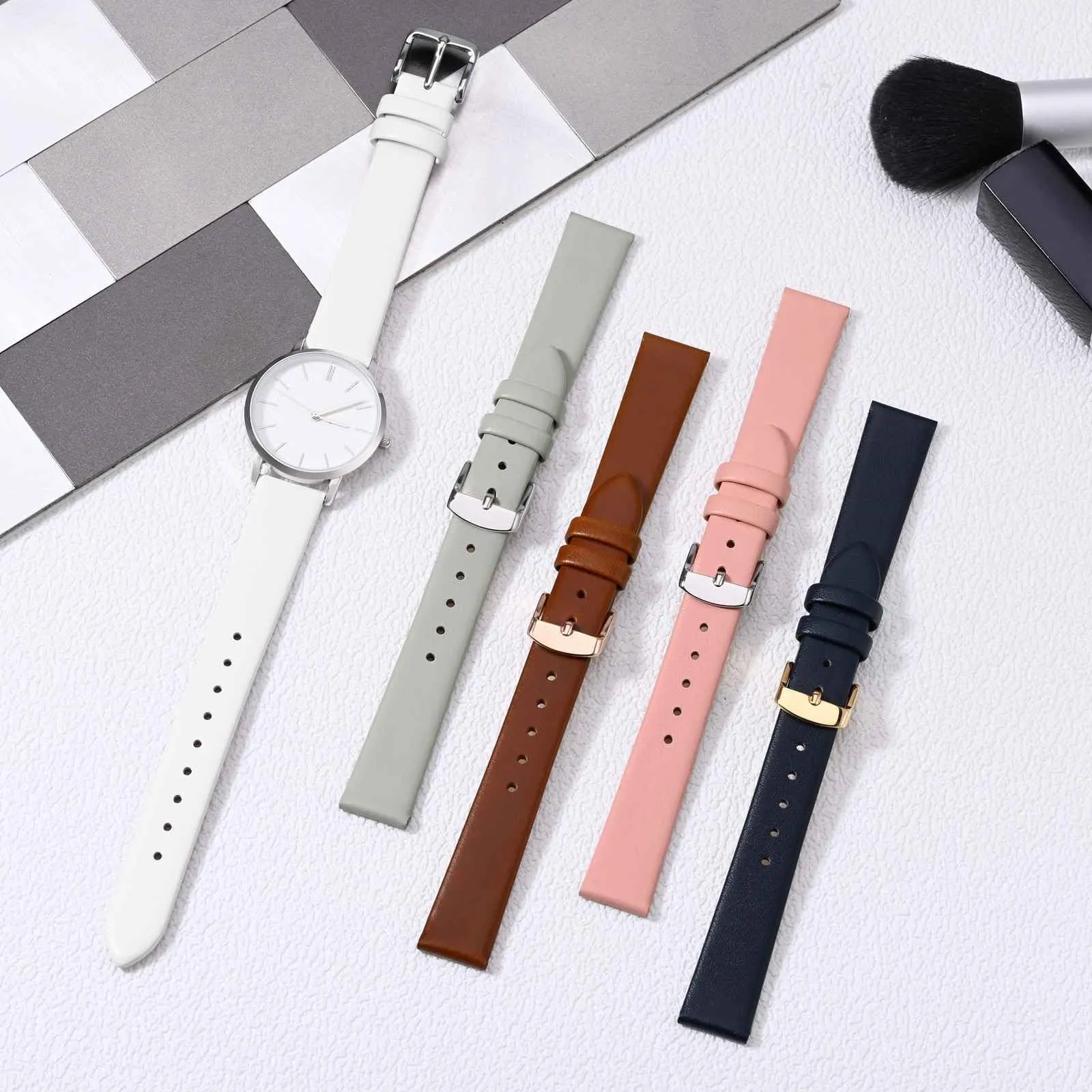 WOCCI Cinturino per Orologio in Pelle 20mm - Terracotta Marrone con Fibbia Oro Rosa - immagine 9