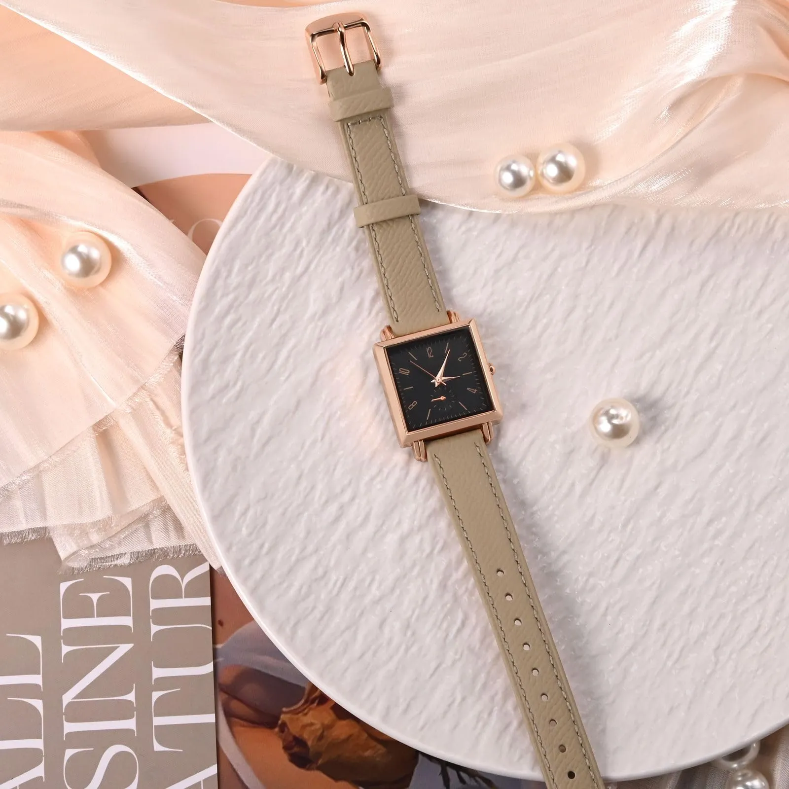 WOCCI Grace Cinturino per Orologio da Donna, Pelle, 18mm, Sgancio Rapido, Fibbia Oro, Tè - immagine 9