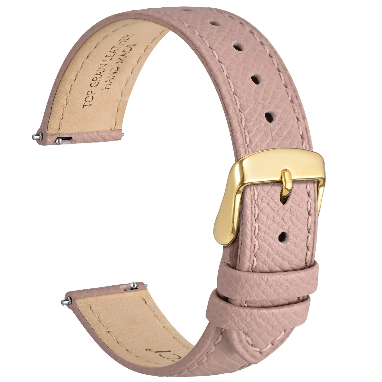 WOCCI Grace Cinturino per Orologio da Donna, Pelle Grana Superiore, 12mm, Sgancio Rapido, Fibbia Oro, Retro Rosa - immagine 1
