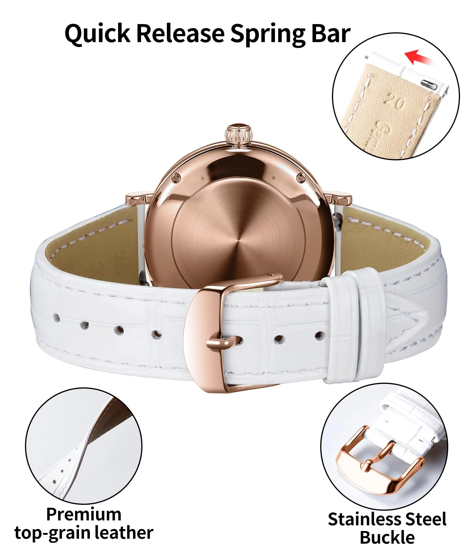 BINLUN Cinturino per Orologio in Pelle Sgancio Rapido 23mm - immagine 3