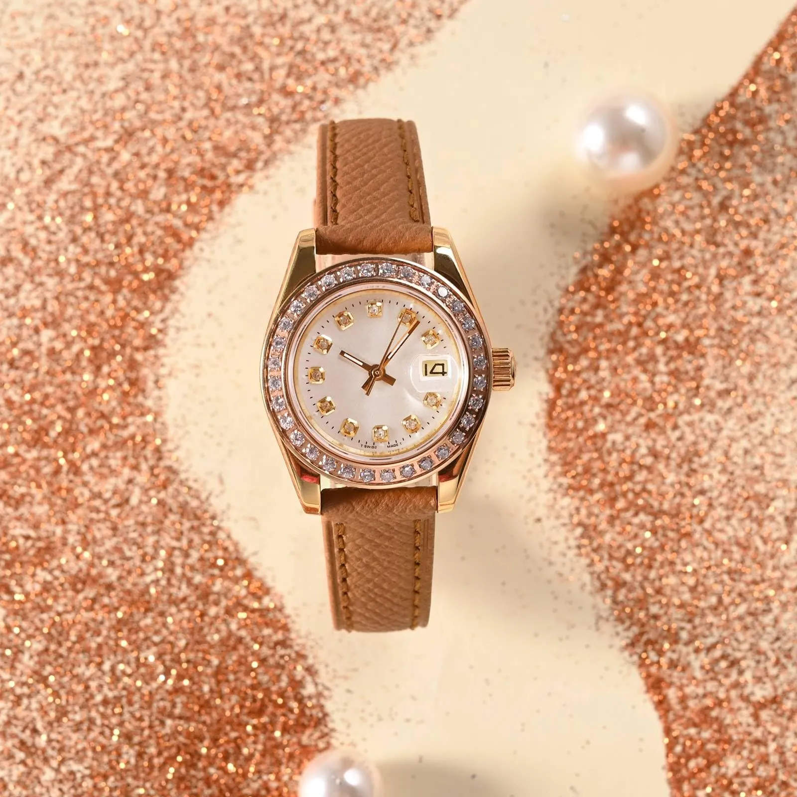 WOCCI Grace Cinturino per Orologio da Donna, Pelle Grana Superiore, 18mm, Sgancio Rapido, Fibbia Argento, Marrone - immagine 8