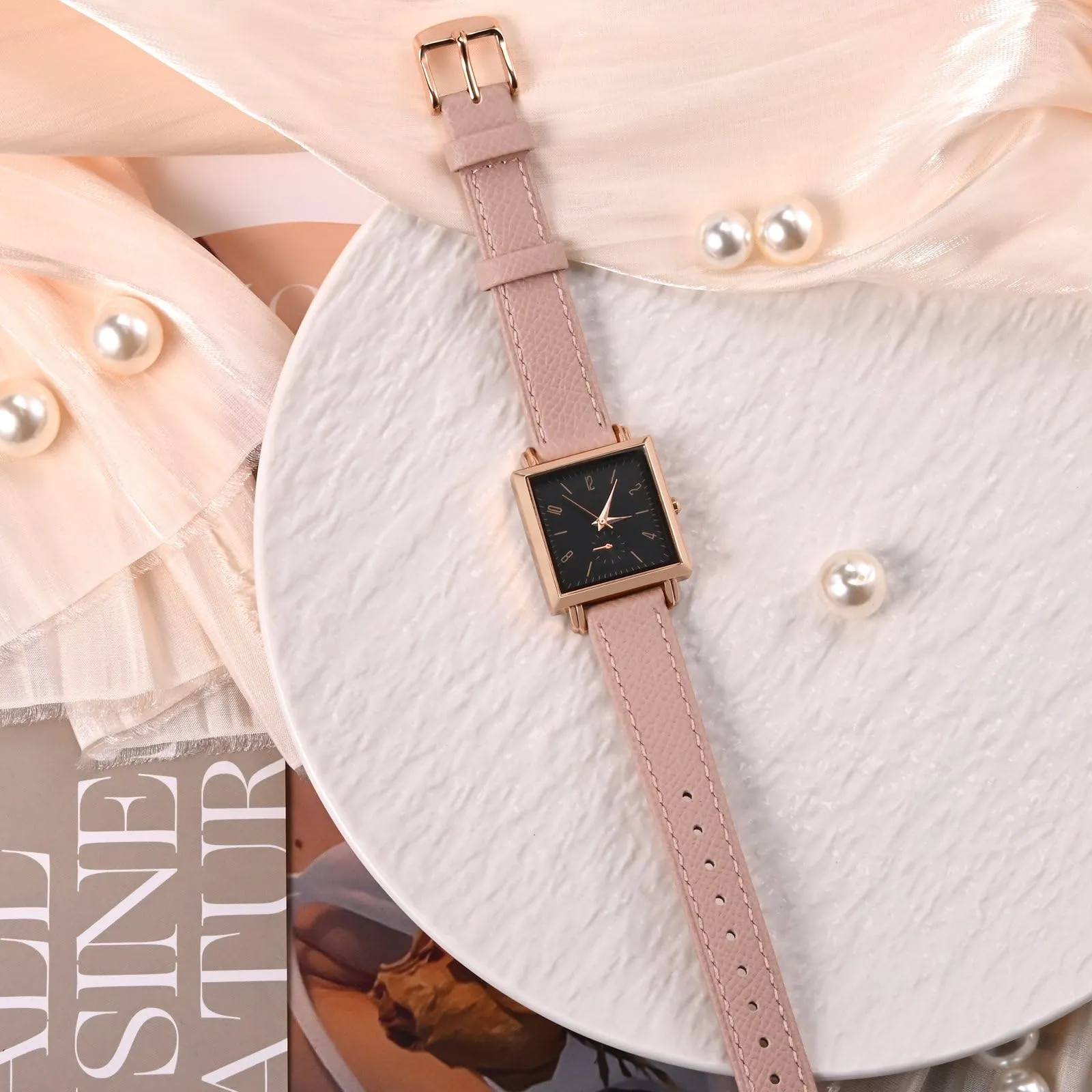 WOCCI Grace Cinturino per Orologio da Donna 20mm in Pelle Grana Superiore Sgancio Rapido Fibbia Oro Retro Rosa - immagine 9