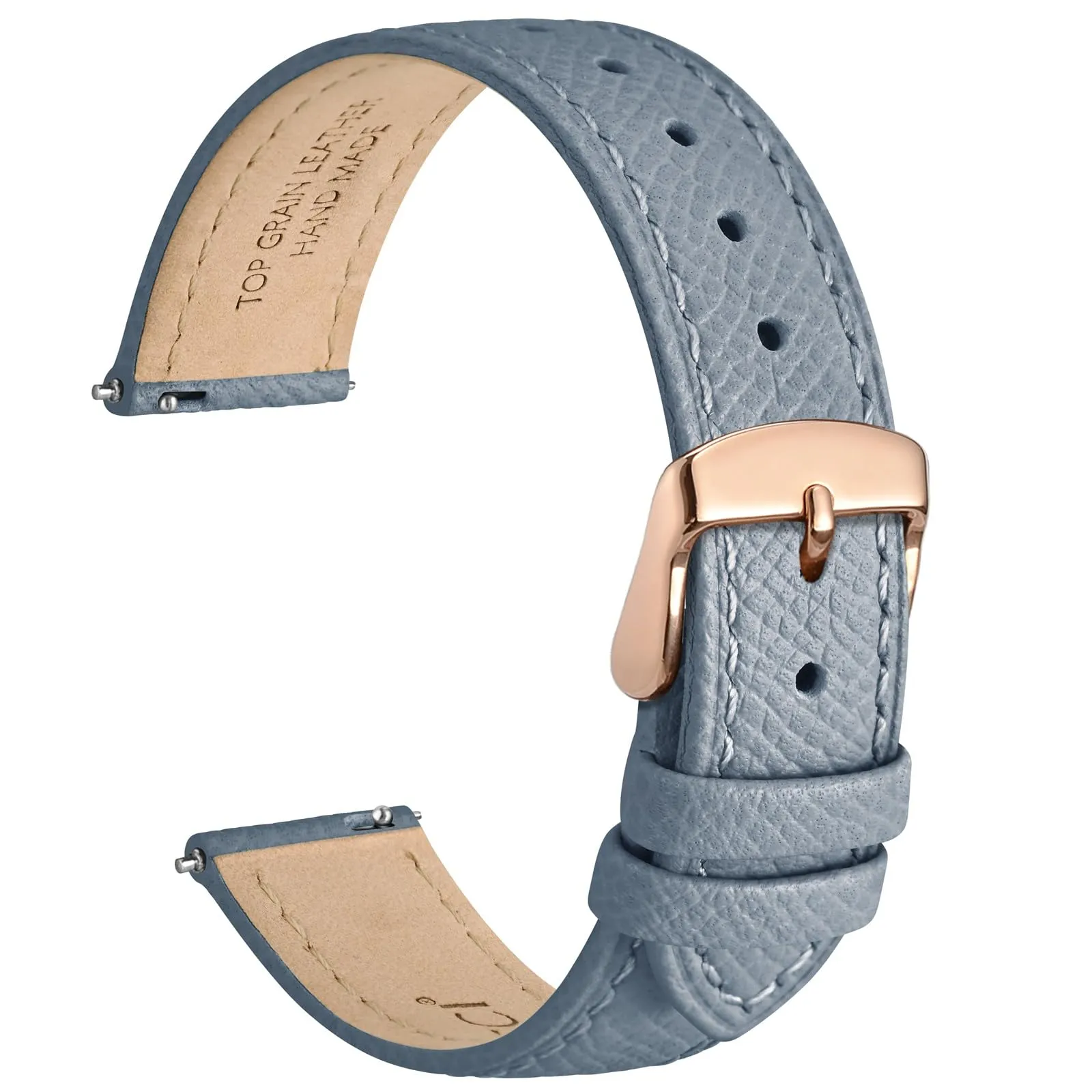 WOCCI Grace Cinturino per Orologio da Donna, 14mm, Pelle Grana Superiore, Sgancio Rapido, Fibbia Oro Rosa, Nebbia Blu - immagine 1