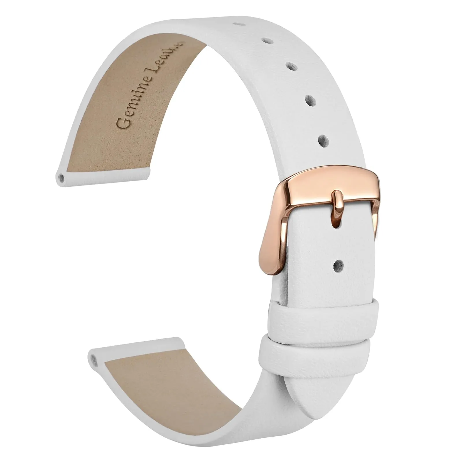 WOCCI Cinturino per Orologio in Pelle 20mm Bianco con Fibbia Oro Rosa - immagine 1