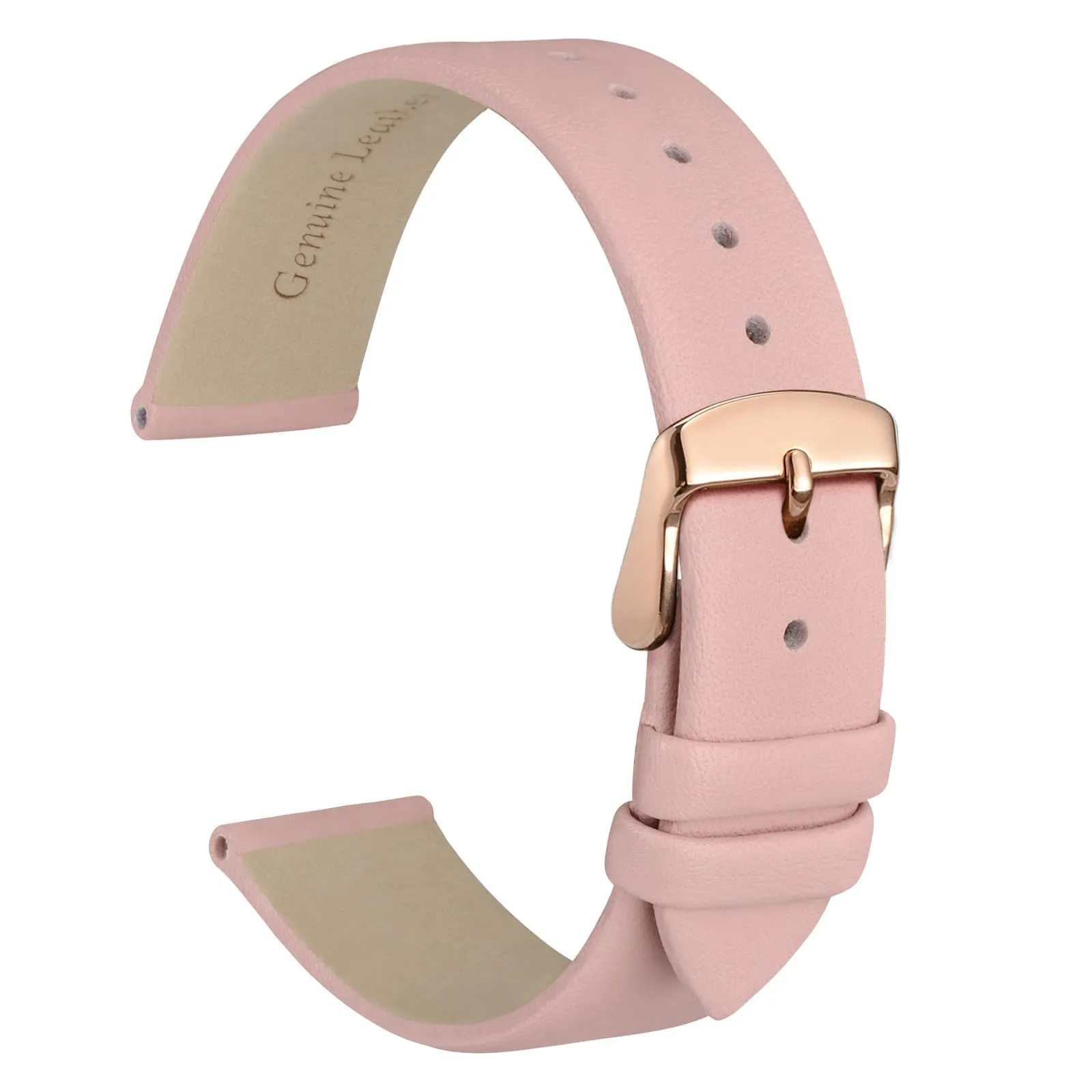 WOCCI Cinturino per Orologio in Pelle 14mm Rosa Claro con Fibbia Oro Rosa - immagine 1