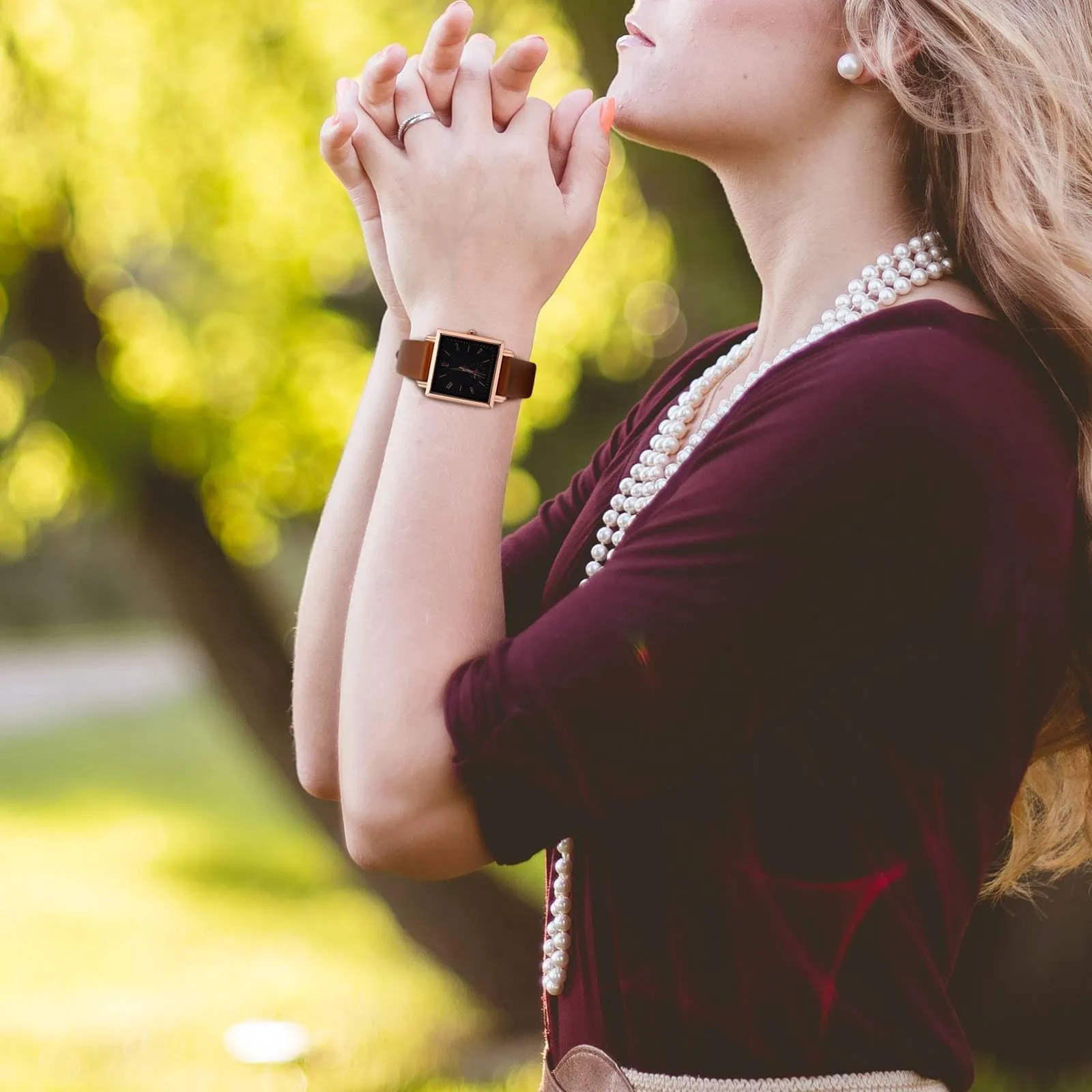 WOCCI Cinturino per Orologio in Pelle 14mm - Caramello Marrone con Fibbia Argento - immagine 5