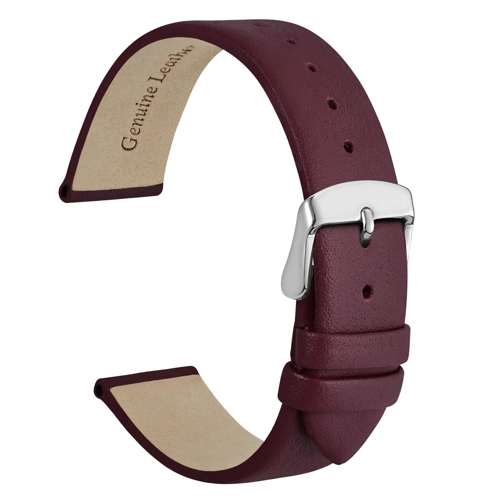 WOCCI Cinturino per Orologio in Pelle 16mm - Prugna Scura con Fibbia Argento - immagine 1