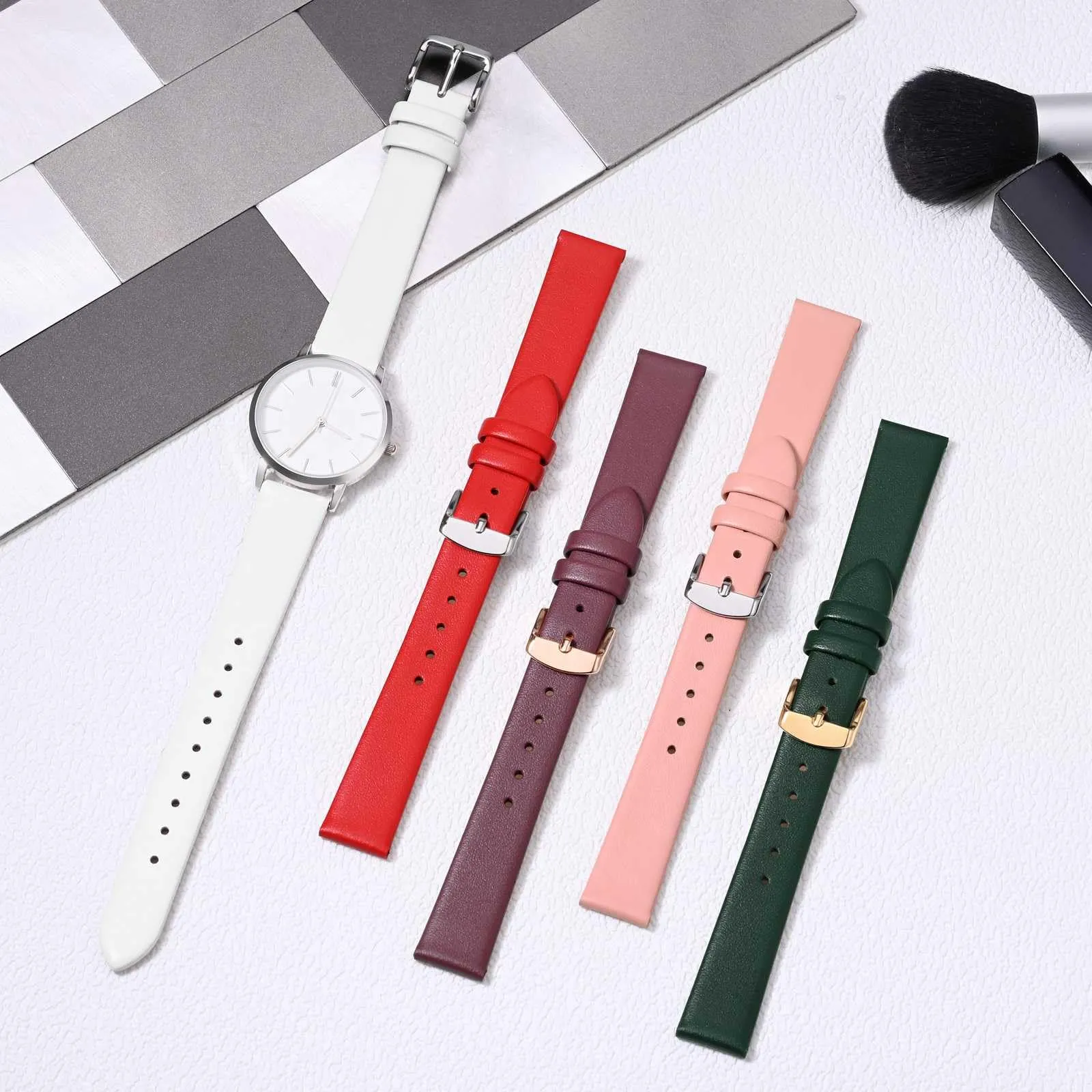 WOCCI Cinturino per Orologio in Pelle 16mm - Prugna Scura con Fibbia Argento - immagine 9
