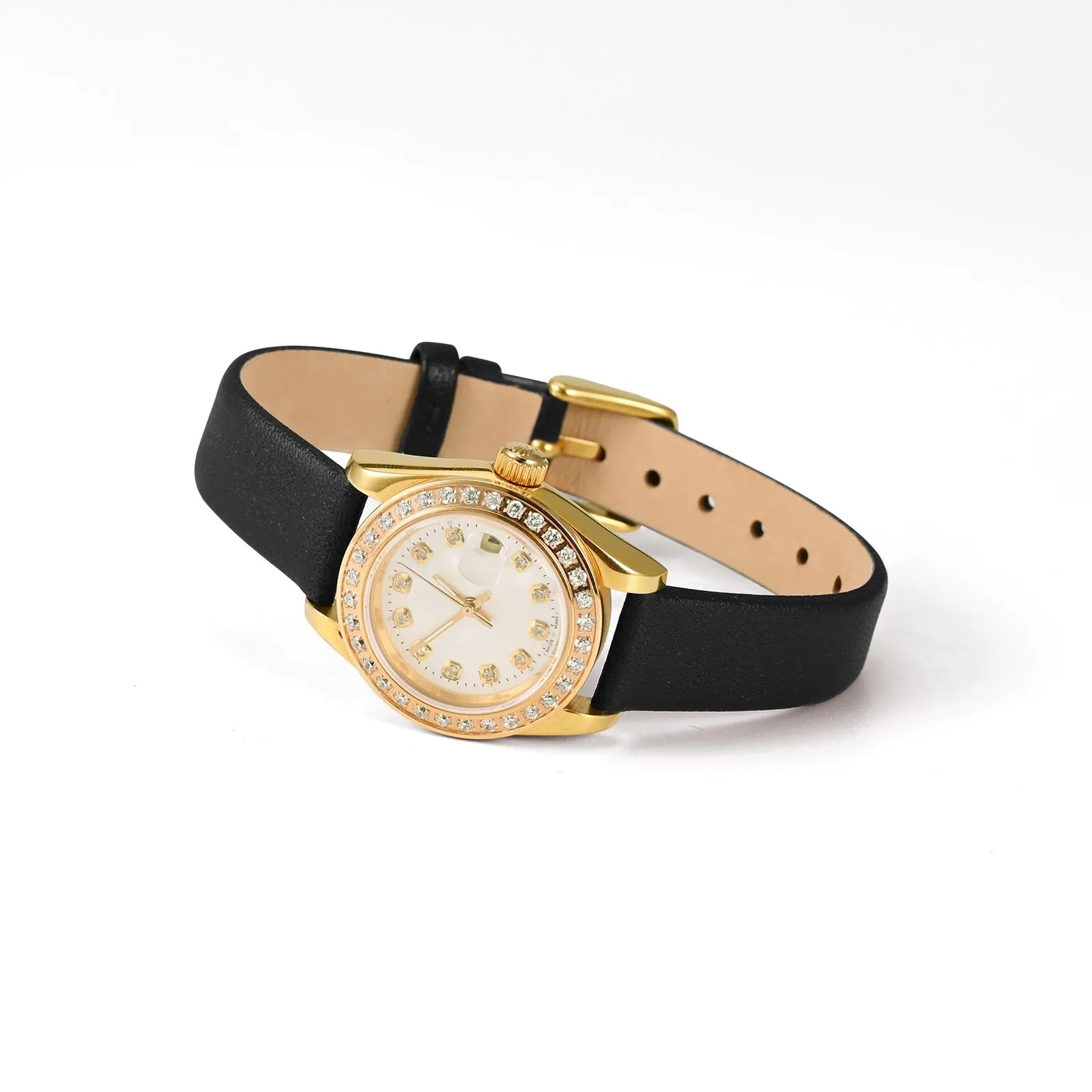 WOCCI Cinturino per Orologio in Pelle 14mm con Fibbia Oro Rosa, Nero - immagine 2