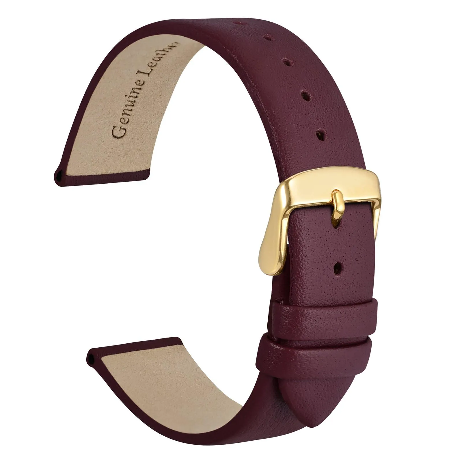 WOCCI Cinturino per Orologio in Pelle 16mm con Fibbia Oro, Prugna Scura - immagine 1