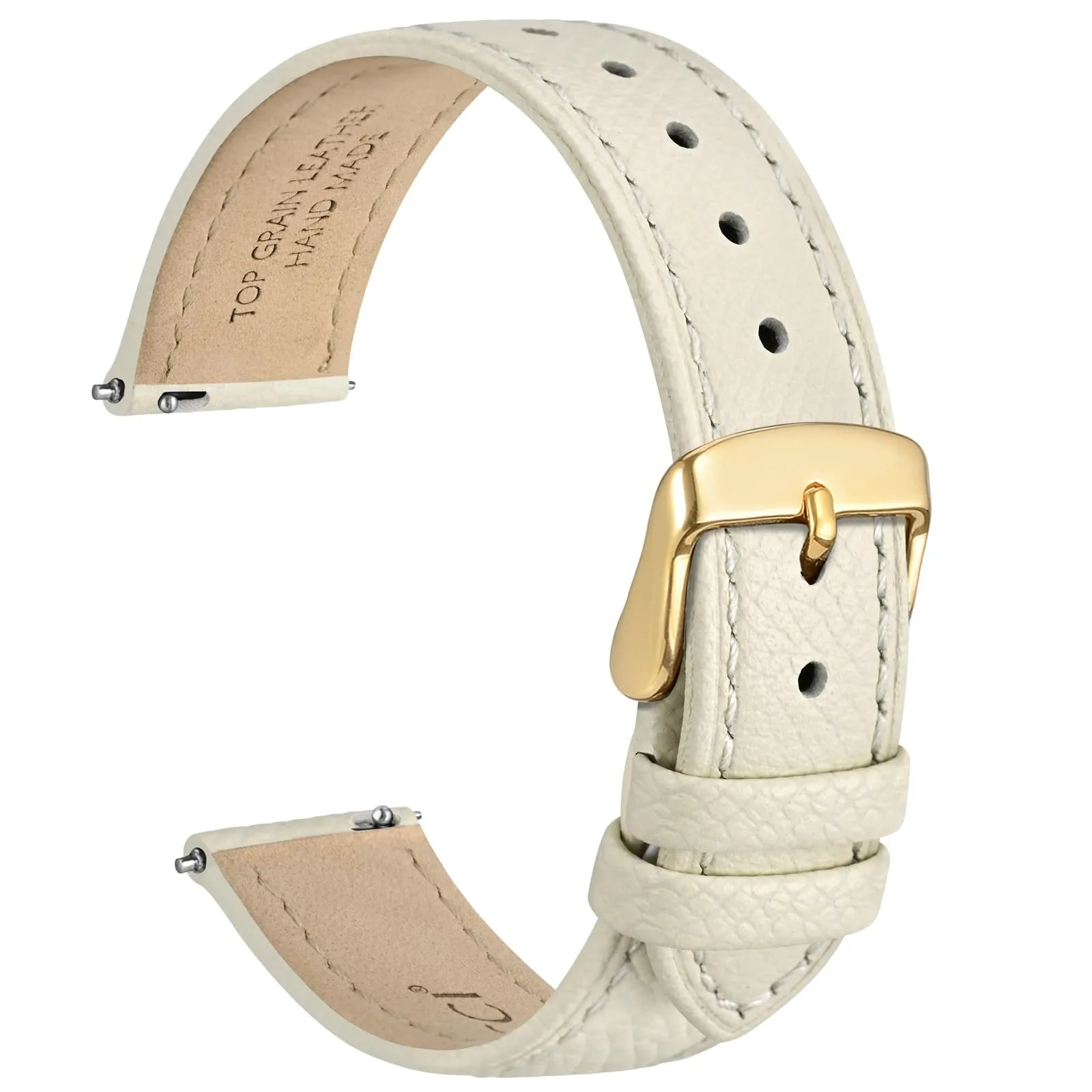 WOCCI Grace Cinturino per Orologio da Donna 16mm, Pelle Grana Superiore, Sgancio Rapido, Fibbia Oro, Beige - immagine 1