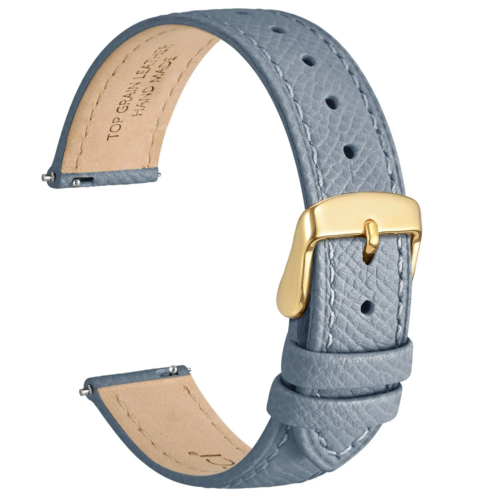 WOCCI Grace Cinturino per Orologio da Donna 20mm, Pelle Grana Superiore, Sgancio Rapido, Fibbia Oro (Nebbia Blu) - immagine 1