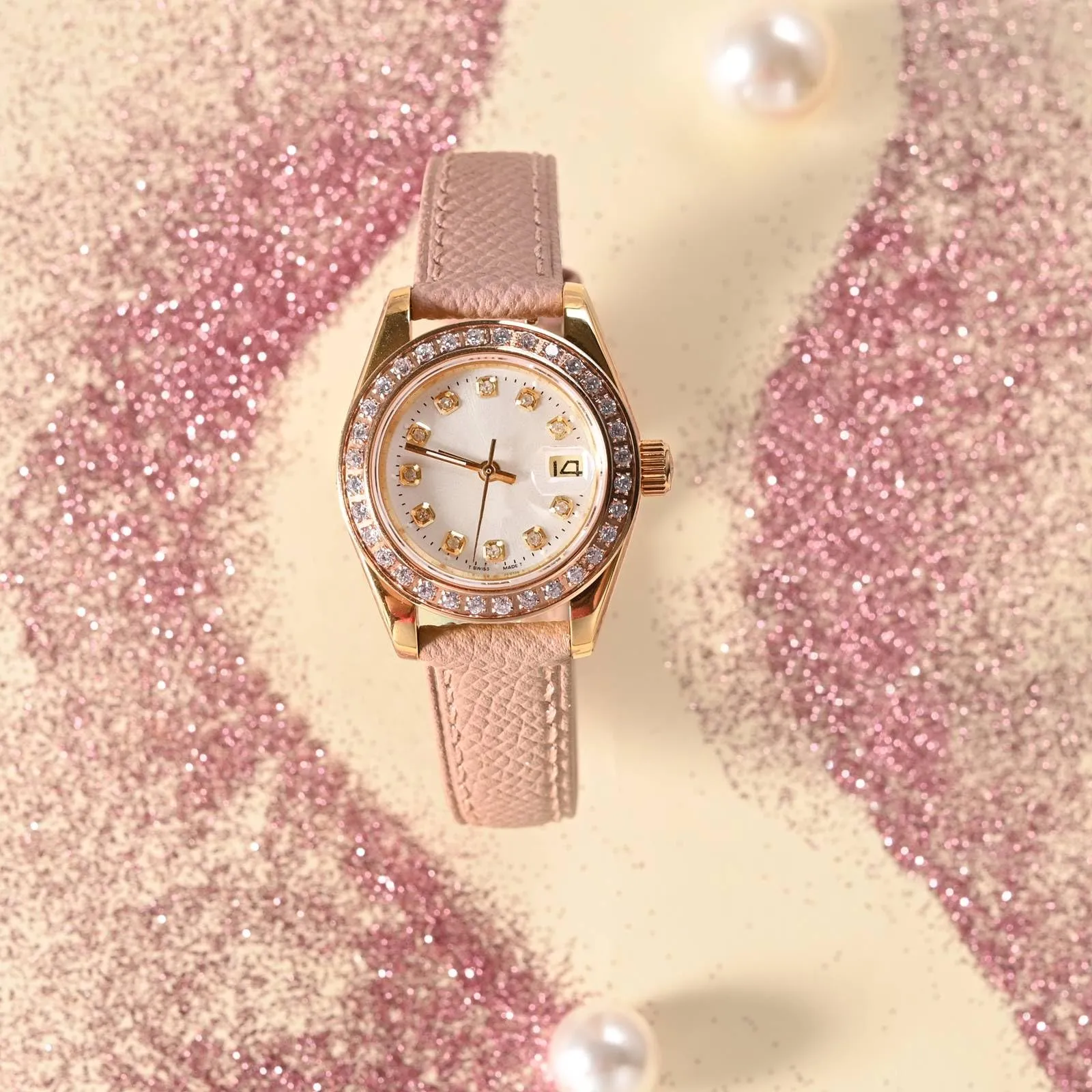 WOCCI Grace Cinturino per Orologio da Donna 14mm, Pelle Grana Superiore, Sgancio Rapido, Fibbia Argento, Retro Rosa - immagine 8