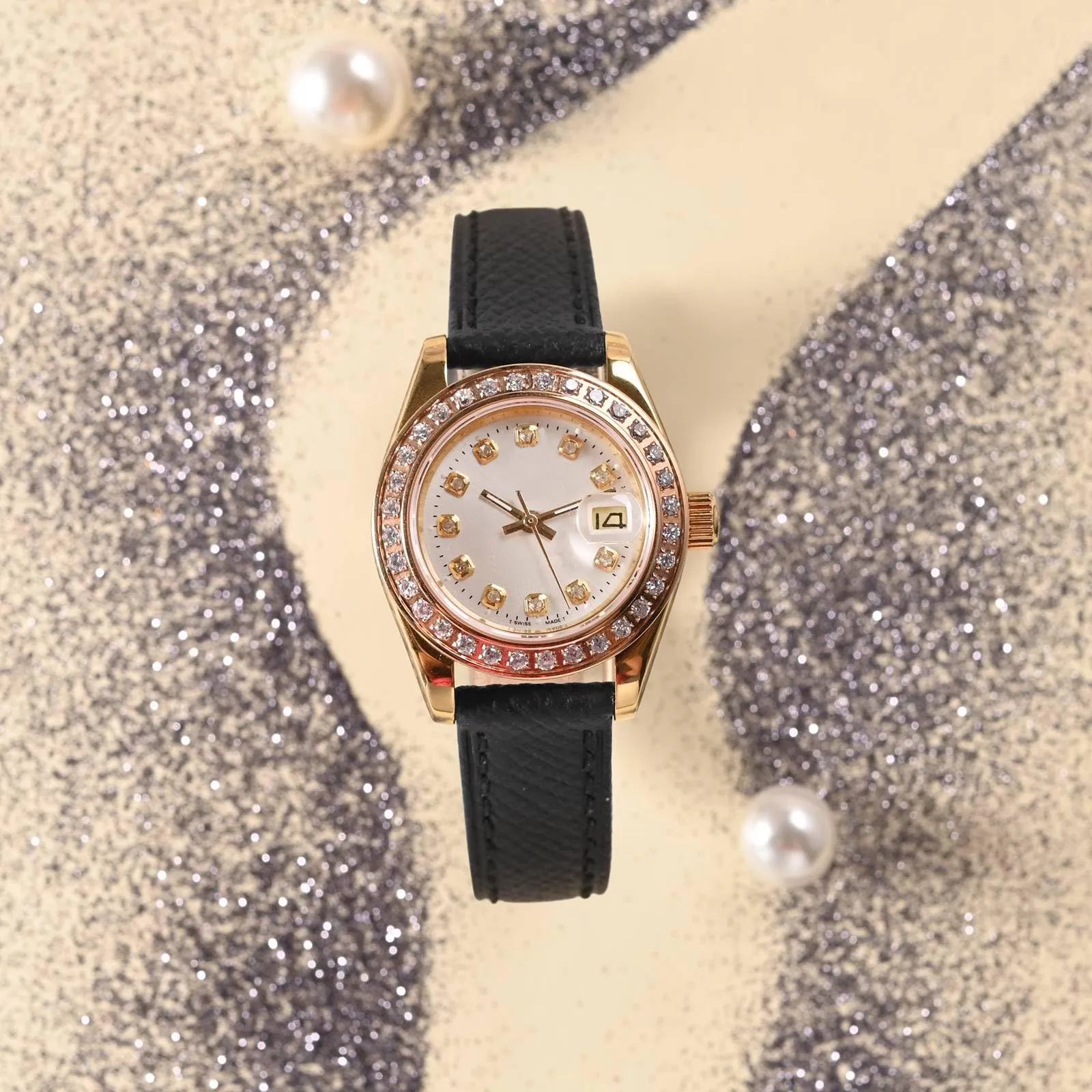 WOCCI Grace Cinturino per Orologio da Donna 18mm, Pelle Grana Superiore, Sgancio Rapido, Fibbia Argento, Nero - immagine 8
