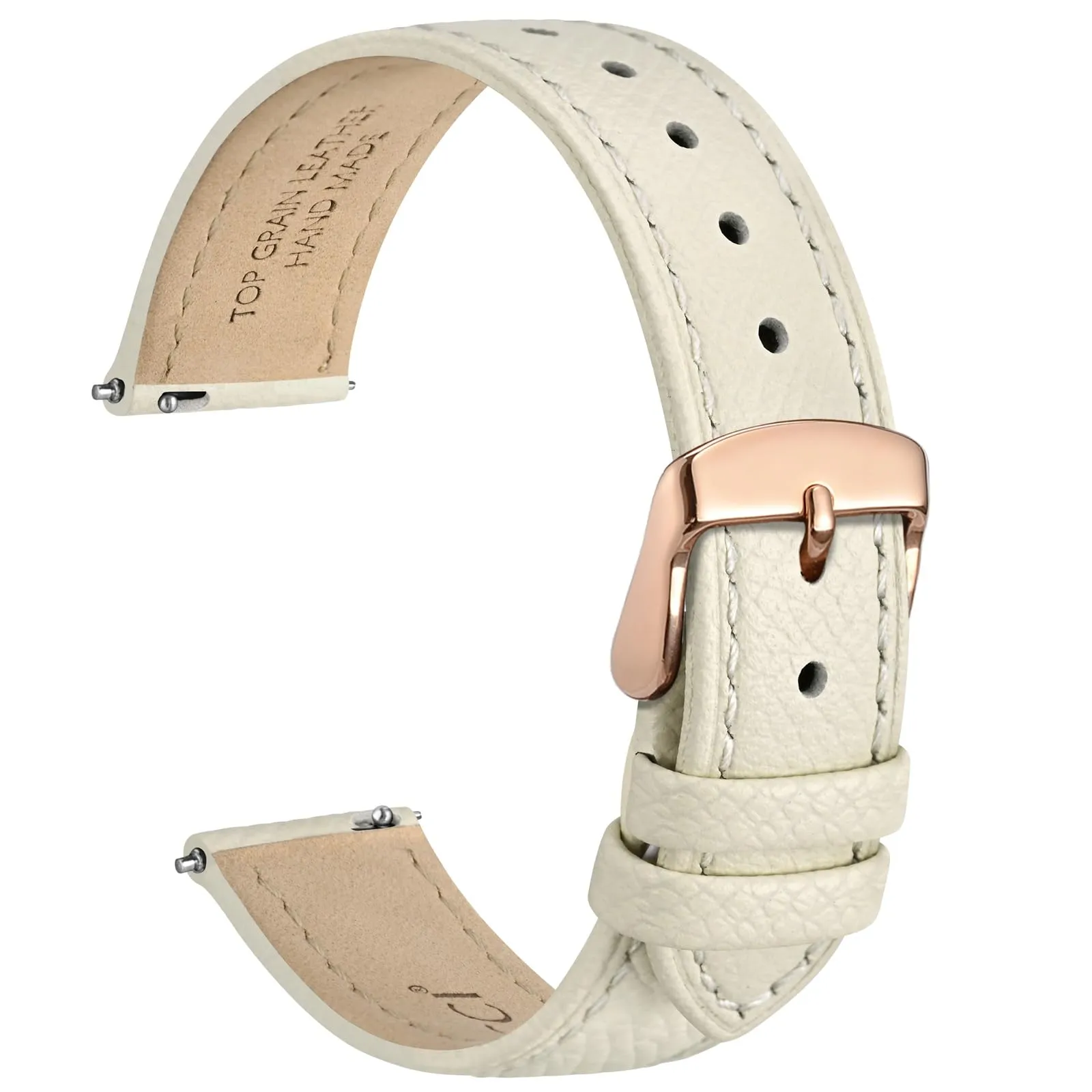 WOCCI Grace Cinturino per Orologio da Donna, Pelle, 14mm, Fibbia Oro Rosa, Beige - immagine 1