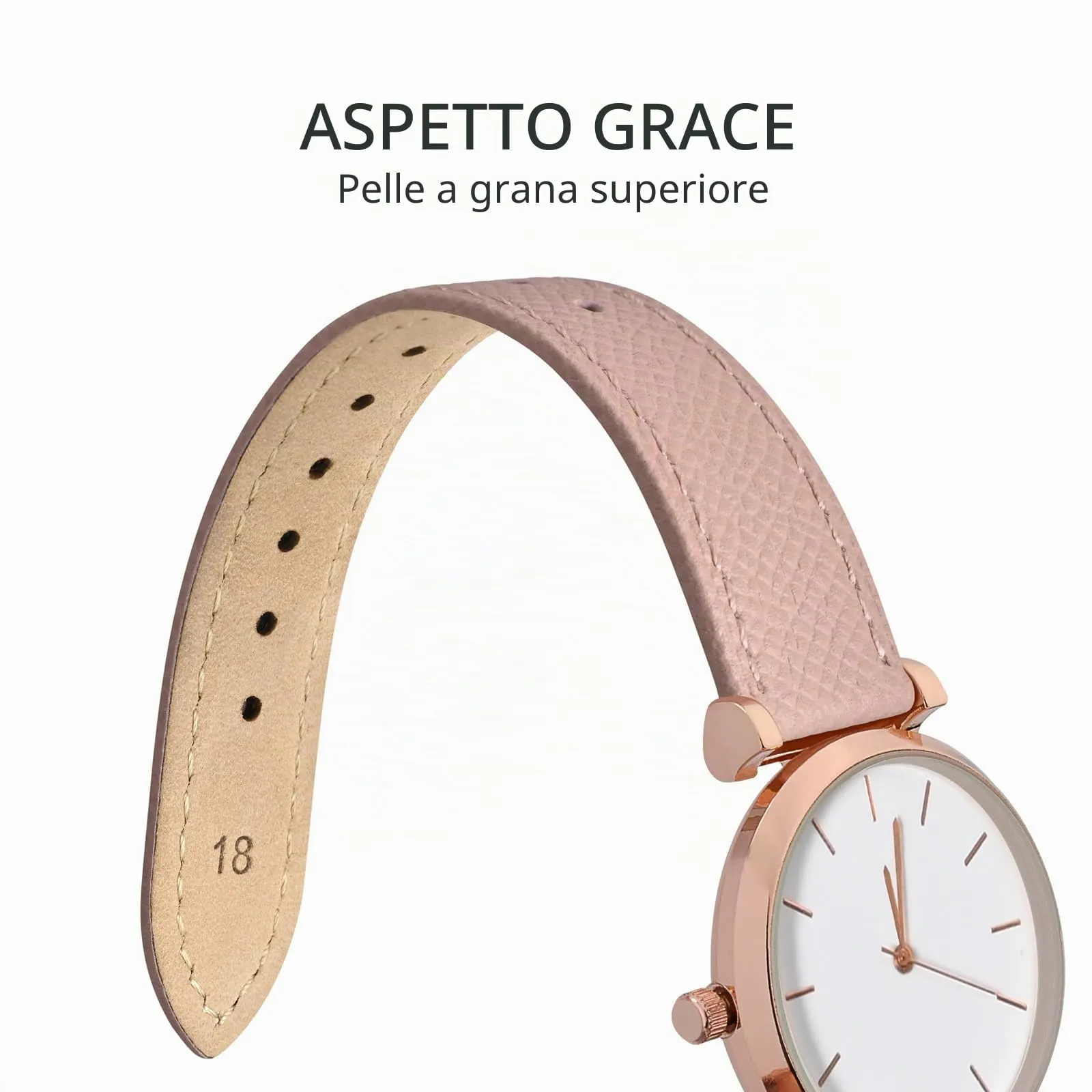 WOCCI Grace Cinturino per Orologio da Donna 16mm in Pelle, Sgancio Rapido, Fibbia Oro Rosa (Retro Rosa) - immagine 3