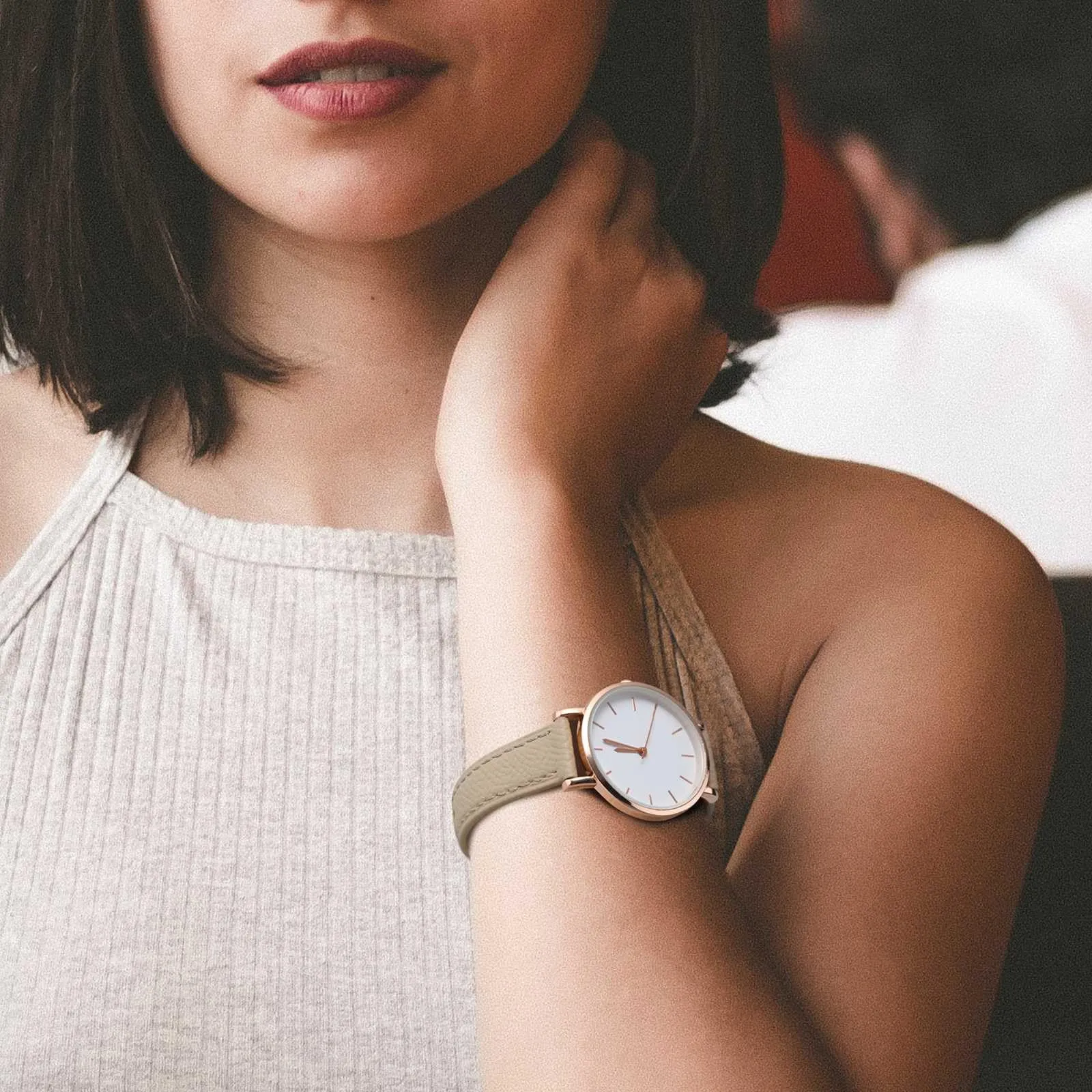 WOCCI Grace Cinturino per Orologio da Donna 12mm in Pelle Grana Superiore con Sgancio Rapido e Fibbia Argento (Tè) - immagine 6