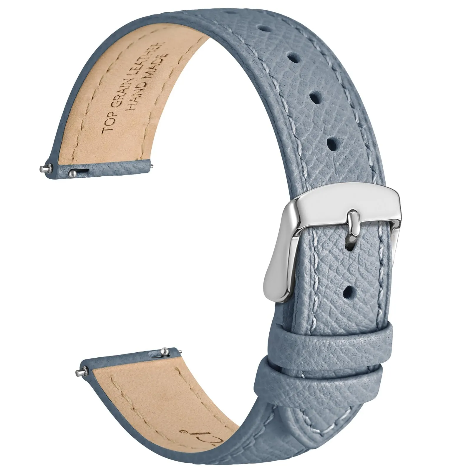 WOCCI Grace Cinturino per Orologio da Donna, 16mm, Pelle Grana Superiore, Sgancio Rapido, Fibbia Argento, Nebbia Blu - immagine 1