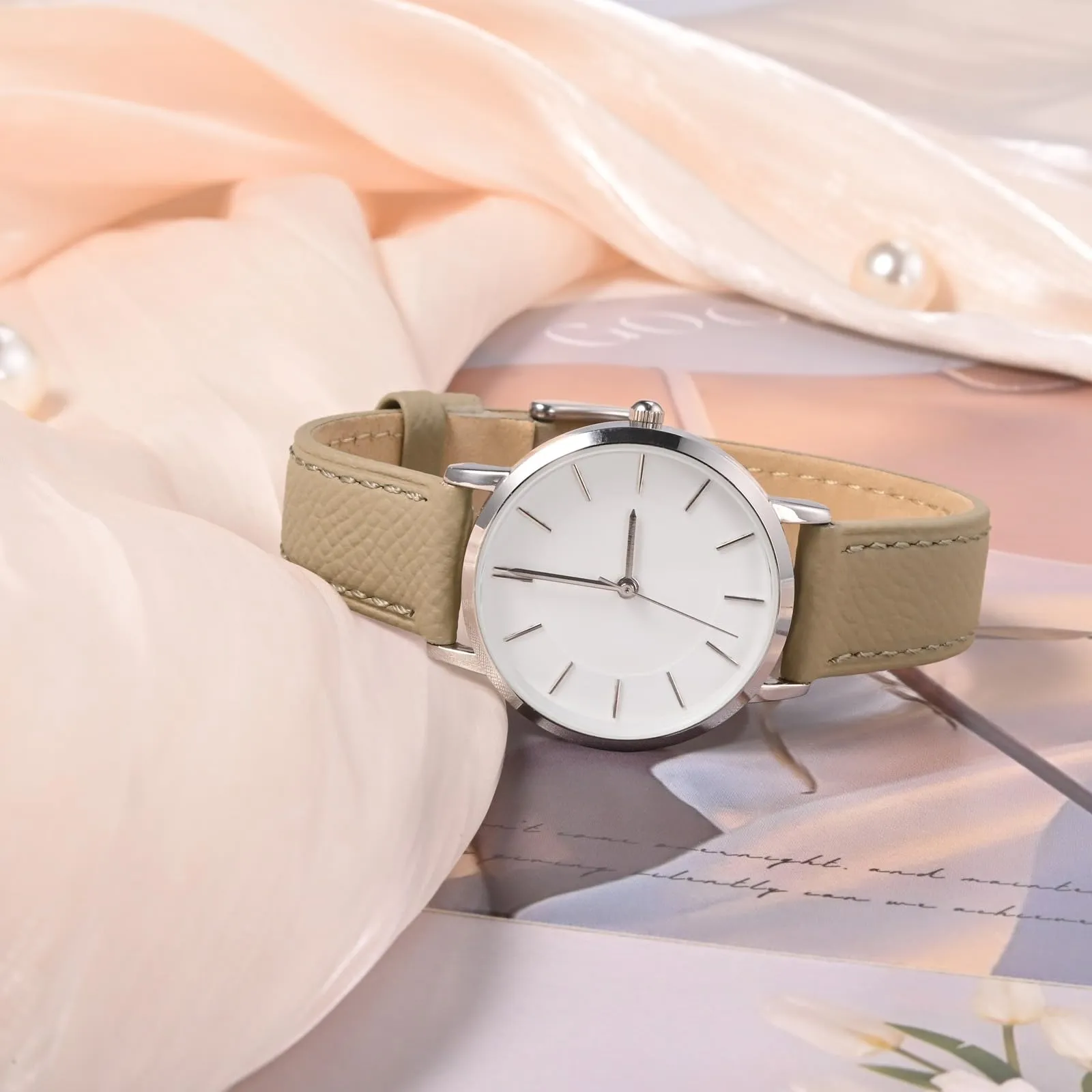 WOCCI Grace Cinturino per Orologio da Donna, 20mm, Pelle Grana Superiore, Sgancio Rapido, Fibbia Oro (Tè) - immagine 2