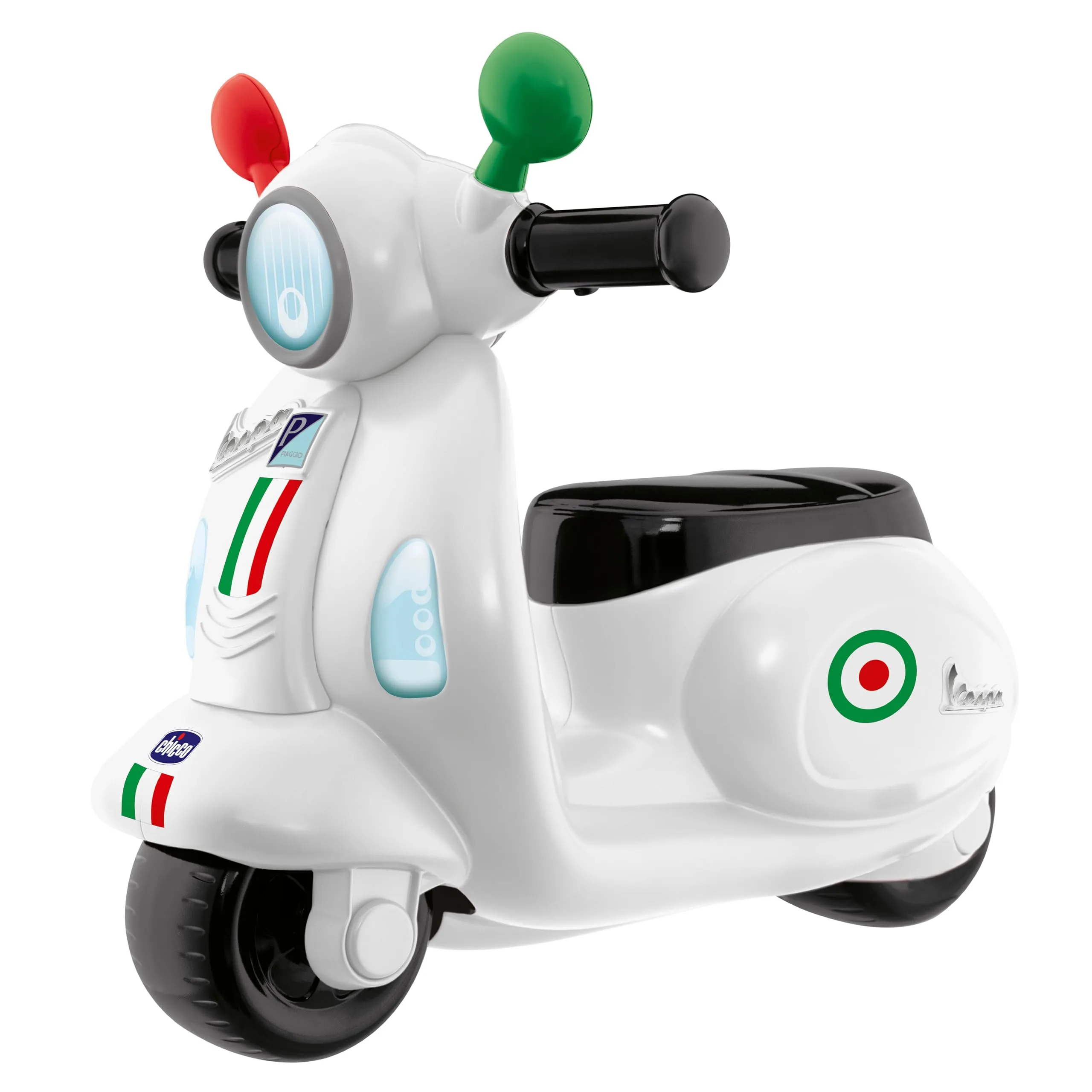 Chicco Vespa Primavera Moto Giocattolo Cavalcabile con Pannello Elettronico, Luci e Suoni, Bianco - immagine 1
