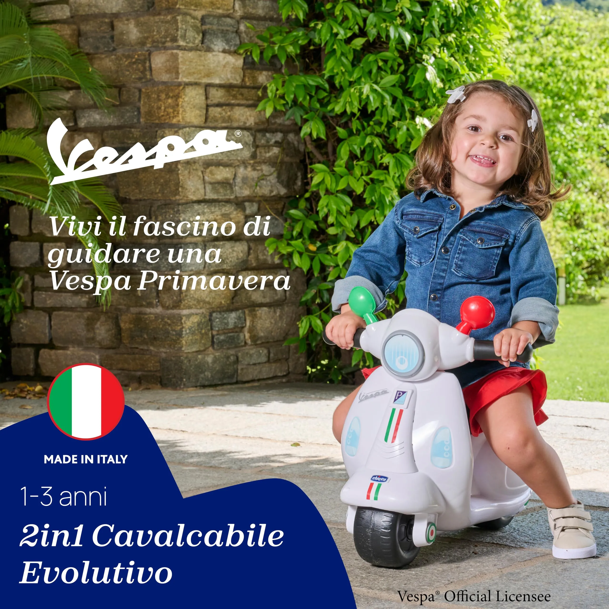 Chicco Vespa Primavera Moto Giocattolo Cavalcabile con Pannello Elettronico, Luci e Suoni, Bianco - immagine 2