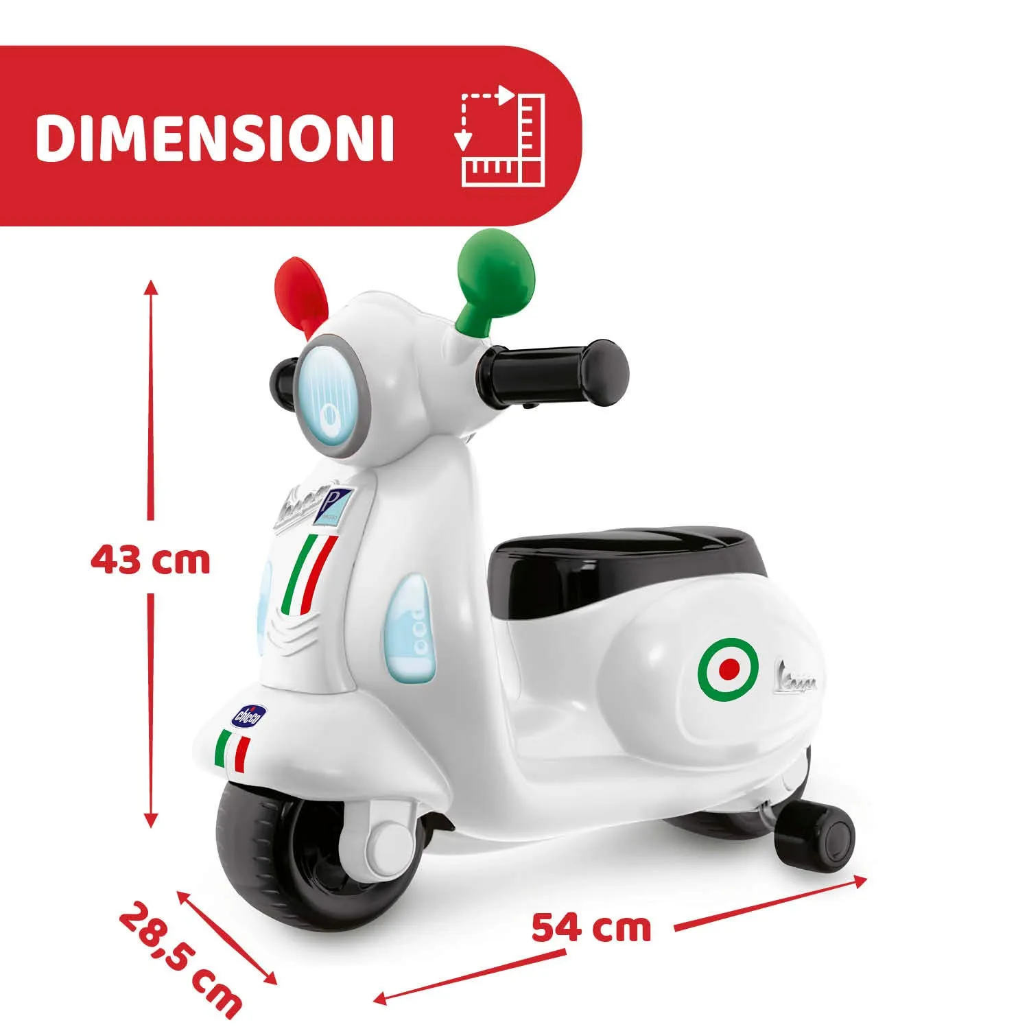 Chicco Vespa Primavera Moto Giocattolo Cavalcabile con Pannello Elettronico, Luci e Suoni, Bianco - immagine 3