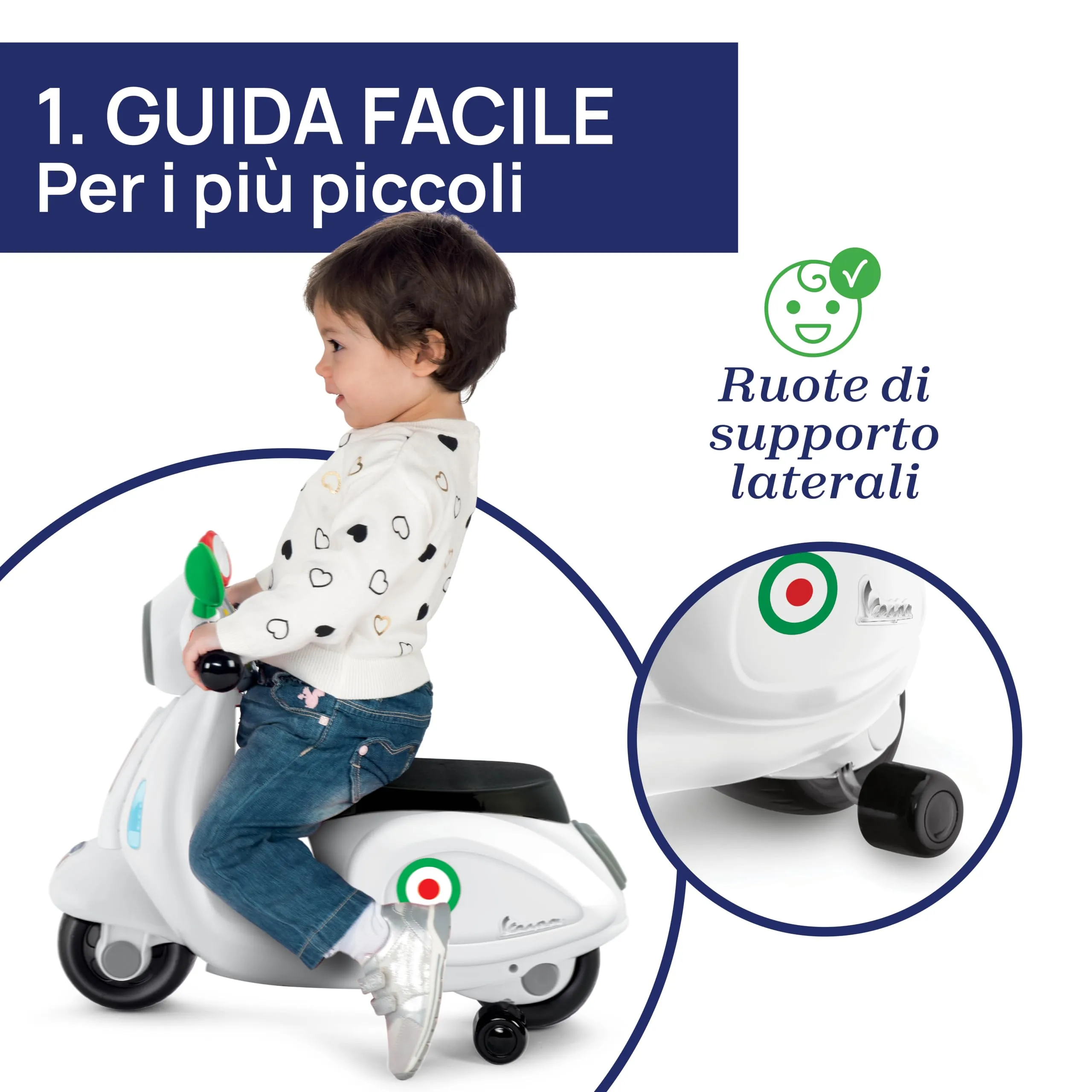 Chicco Vespa Primavera Moto Giocattolo Cavalcabile con Pannello Elettronico, Luci e Suoni, Bianco - immagine 4