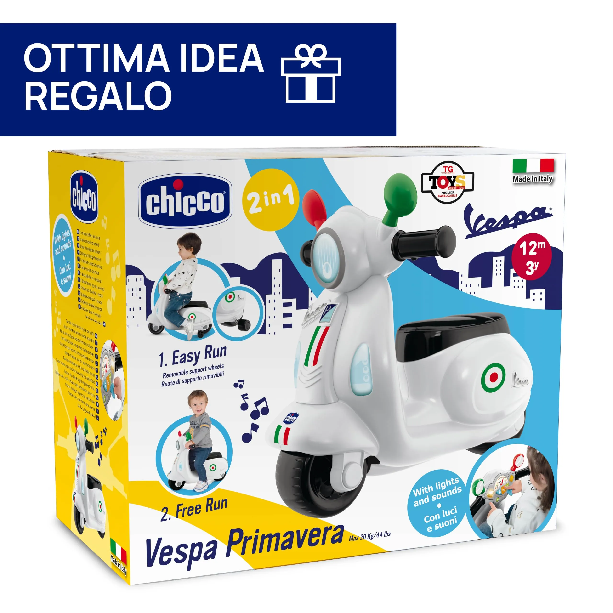 Chicco Vespa Primavera Moto Giocattolo Cavalcabile con Pannello Elettronico, Luci e Suoni, Bianco - immagine 9