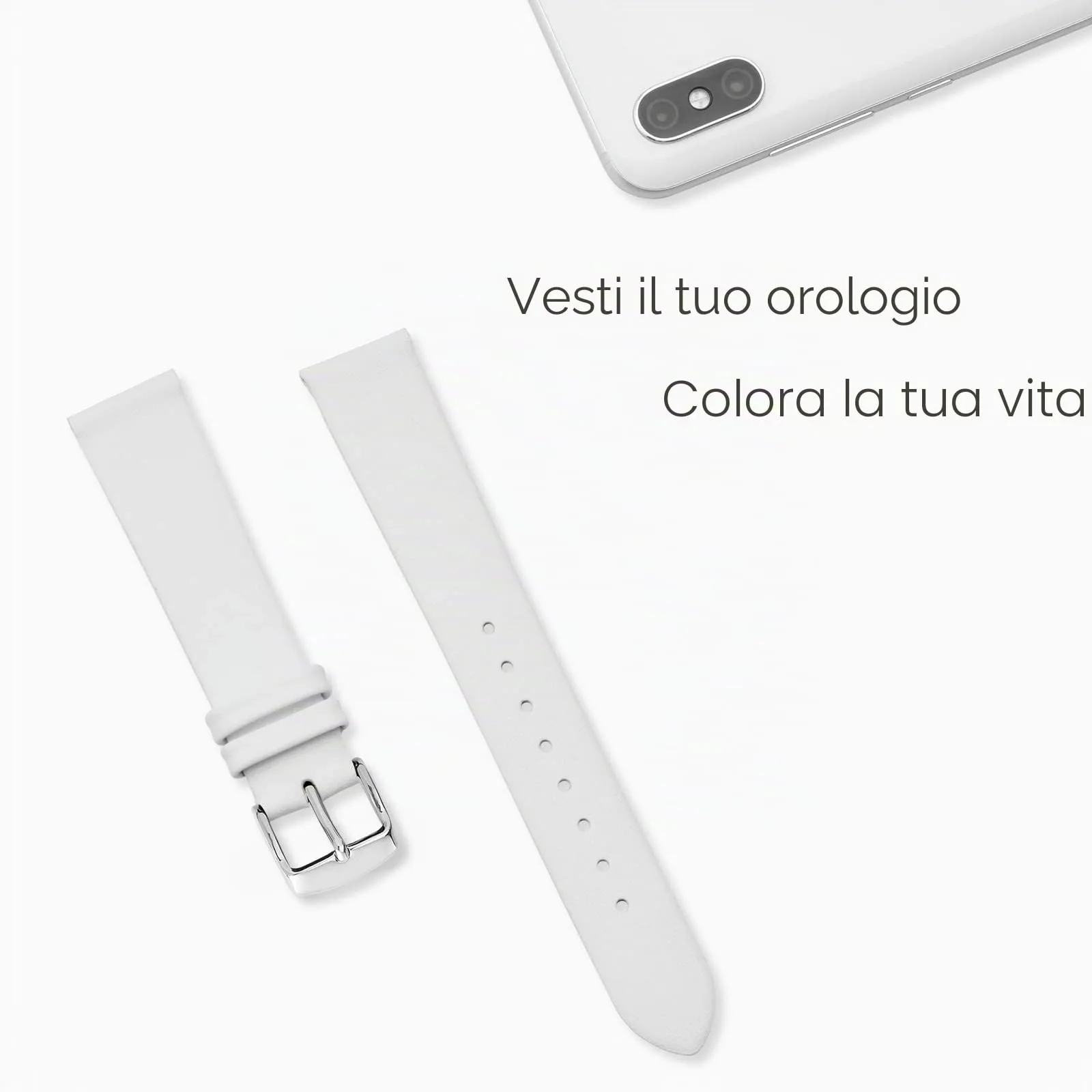 WOCCI Cinturino per Orologio in Pelle 16mm - Bianco con Fibbia Argento - immagine 7