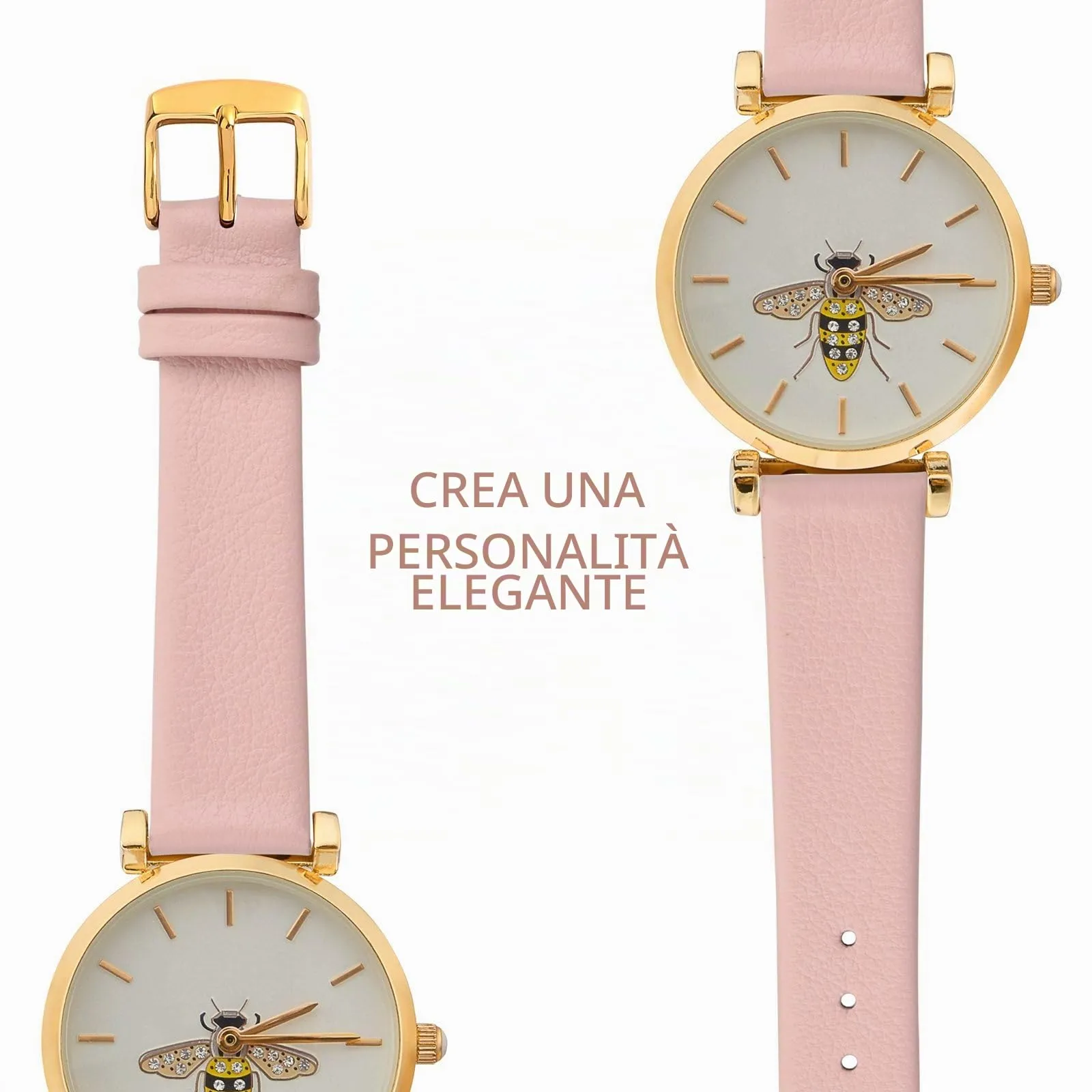 WOCCI Cinturino per Orologio in Pelle 14mm con Fibbia Oro (Rosa Claro) - immagine 8