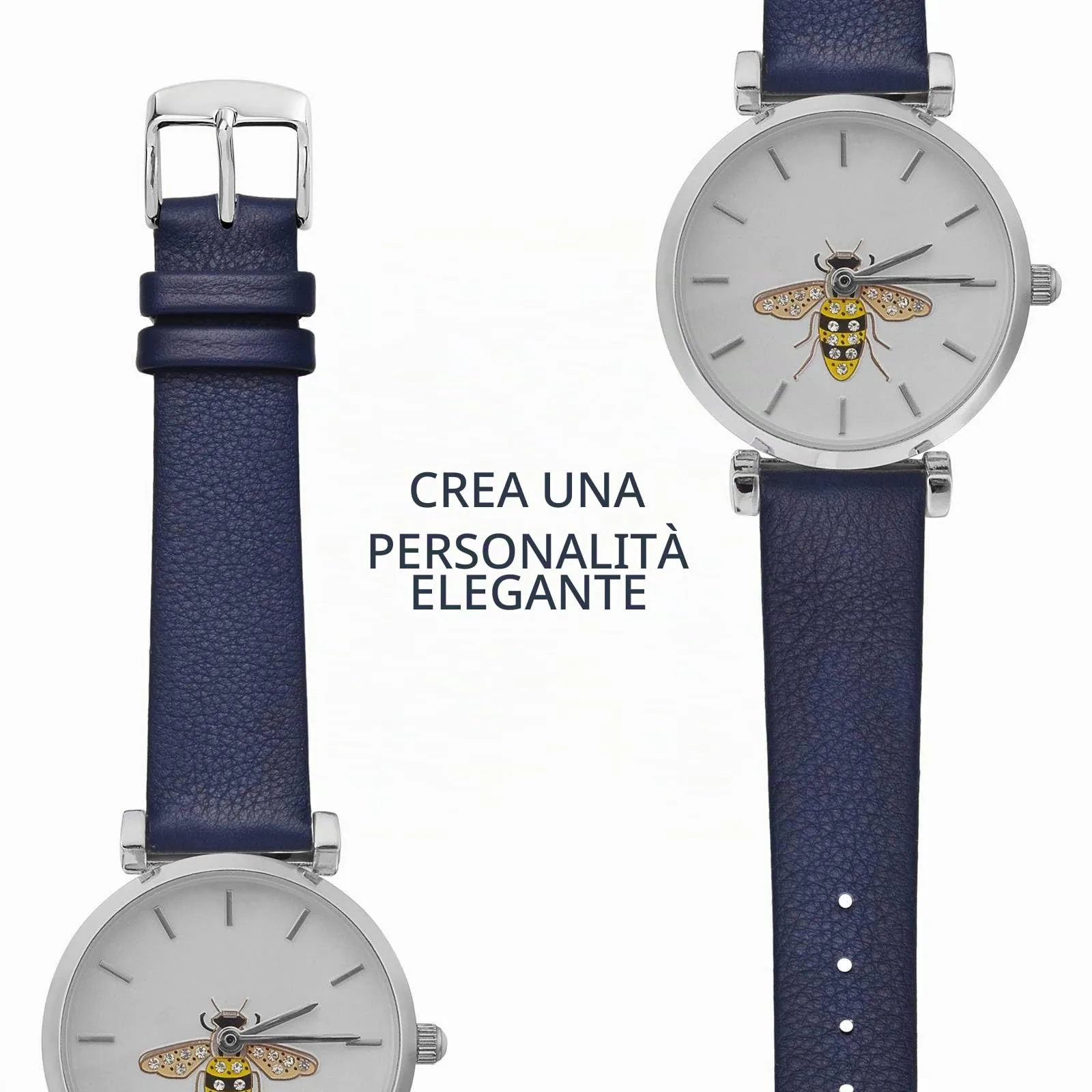 WOCCI Cinturino per Orologio in Pelle 18mm Blu Scuro con Fibbia Argento - immagine 8