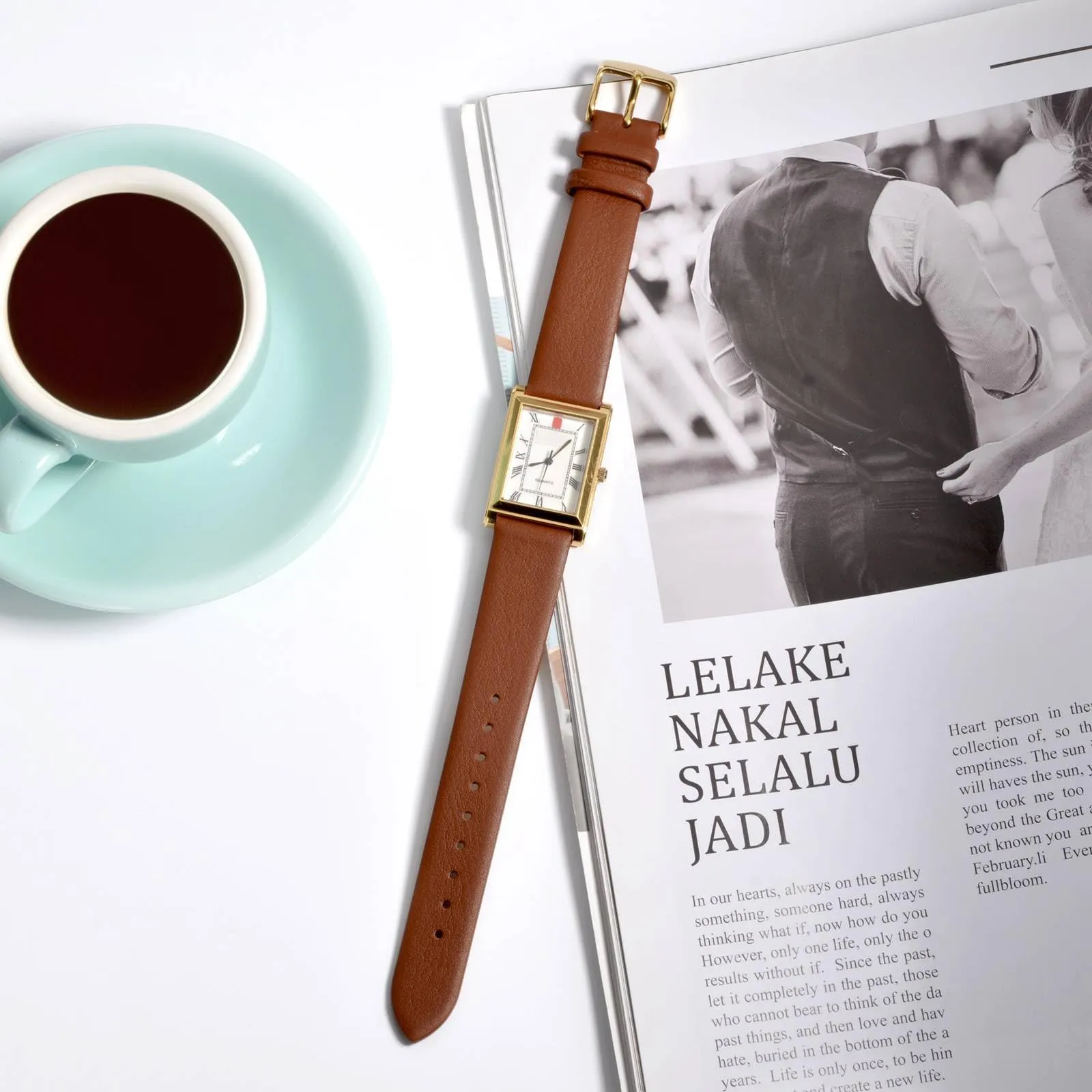 WOCCI Cinturino per Orologio in Pelle 12mm con Fibbia Oro - Terracotta Marrone - immagine 2
