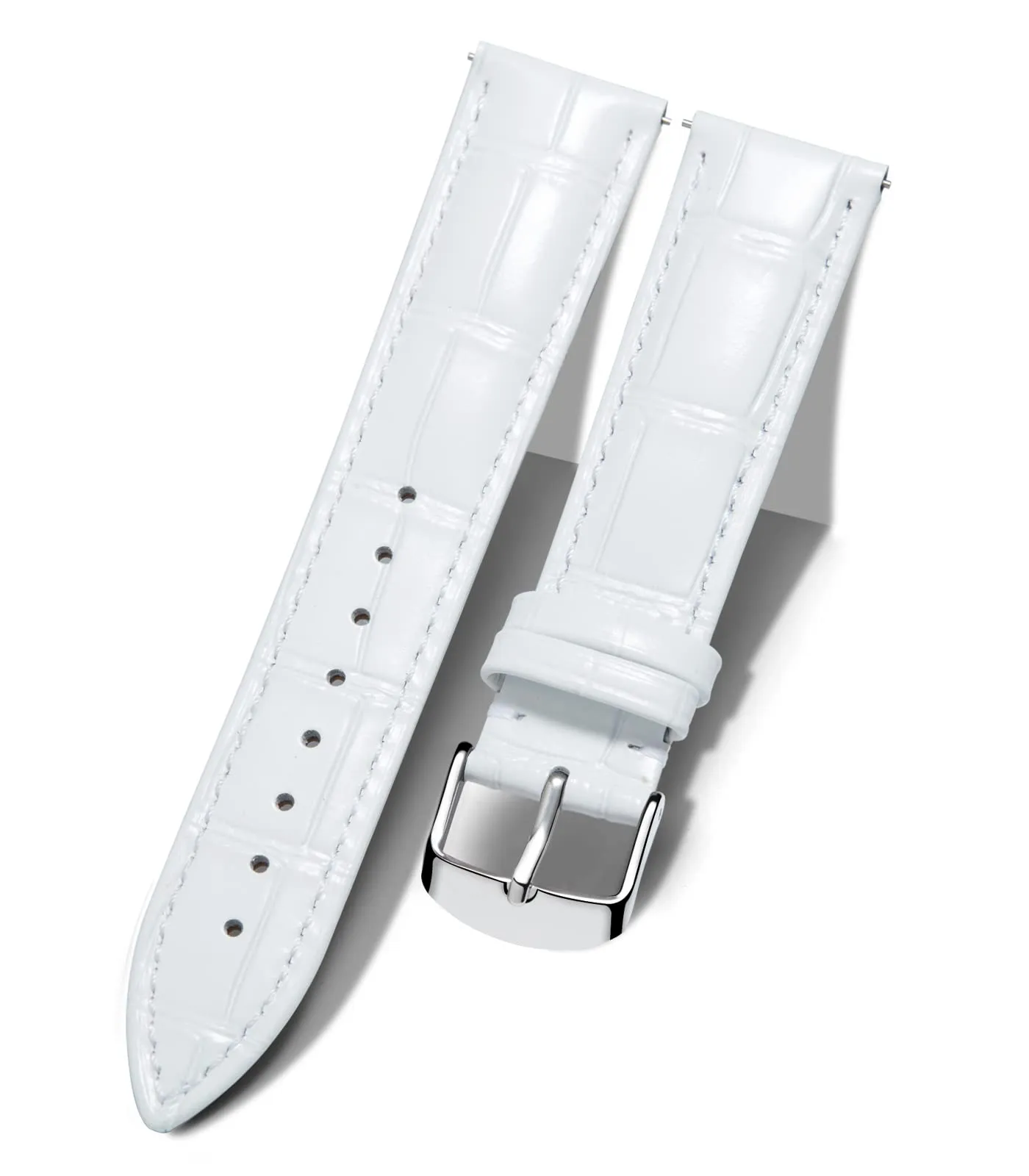 BINLUN Cinturino per Orologio in Pelle Disegno Coccodrillo Alligatore Sgancio Rapido, 23mm, Bianco - immagine 1