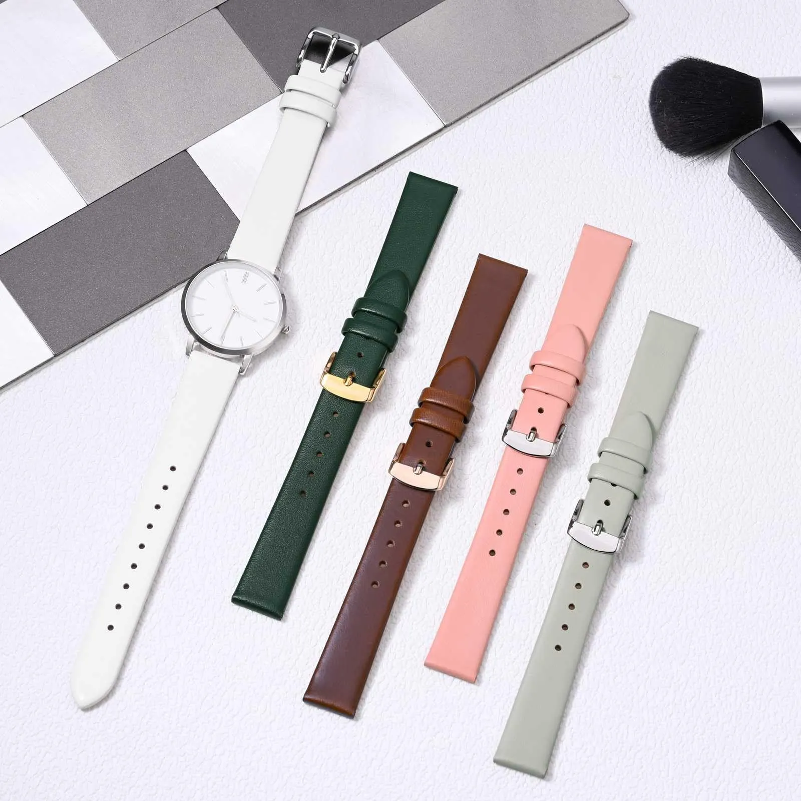 WOCCI Cinturino per Orologio in Pelle 10mm - Caramello Marrone con Fibbia Argento - immagine 9