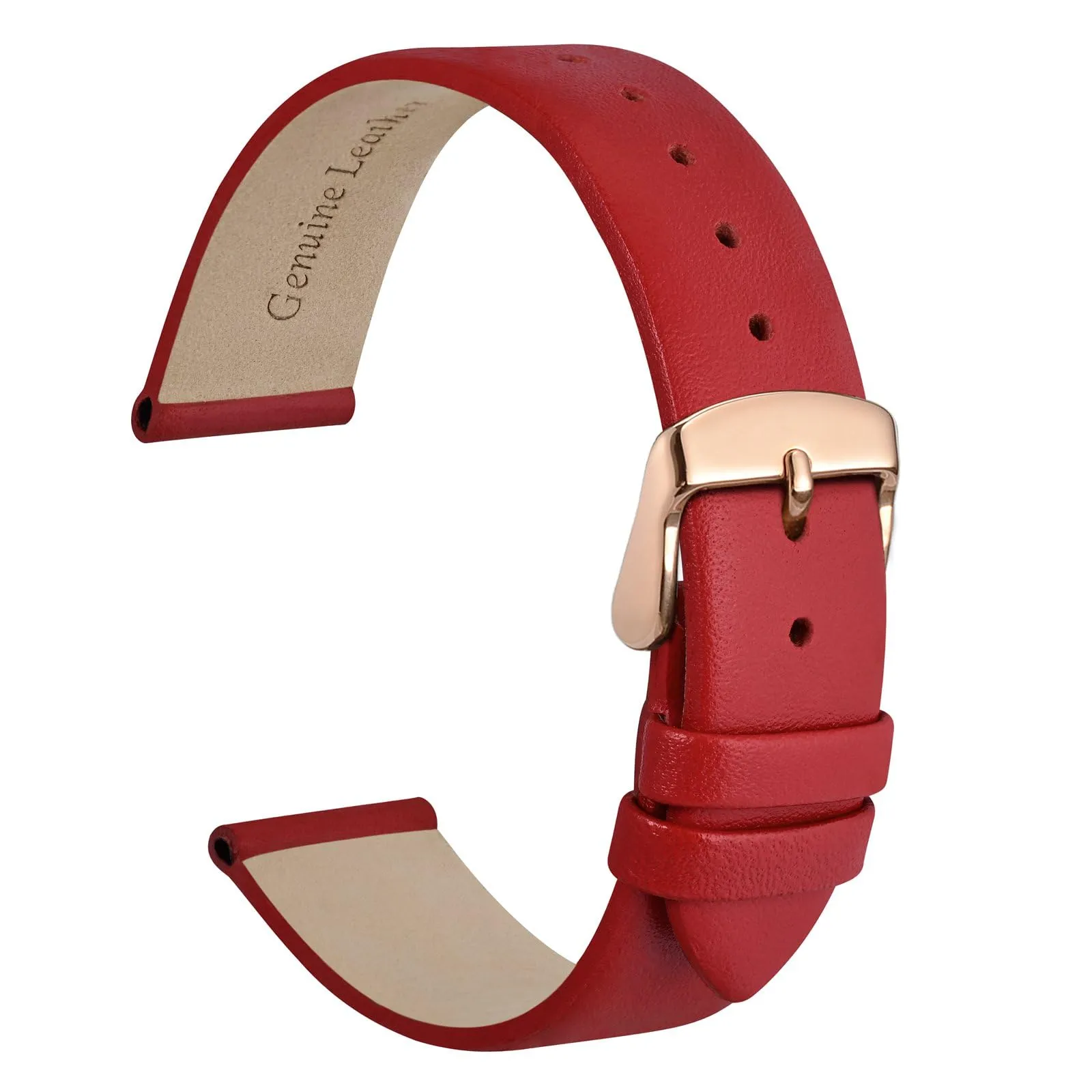 WOCCI Cinturino per Orologio in Pelle 12mm con Fibbia Oro Rosa (Rosso) - immagine 1