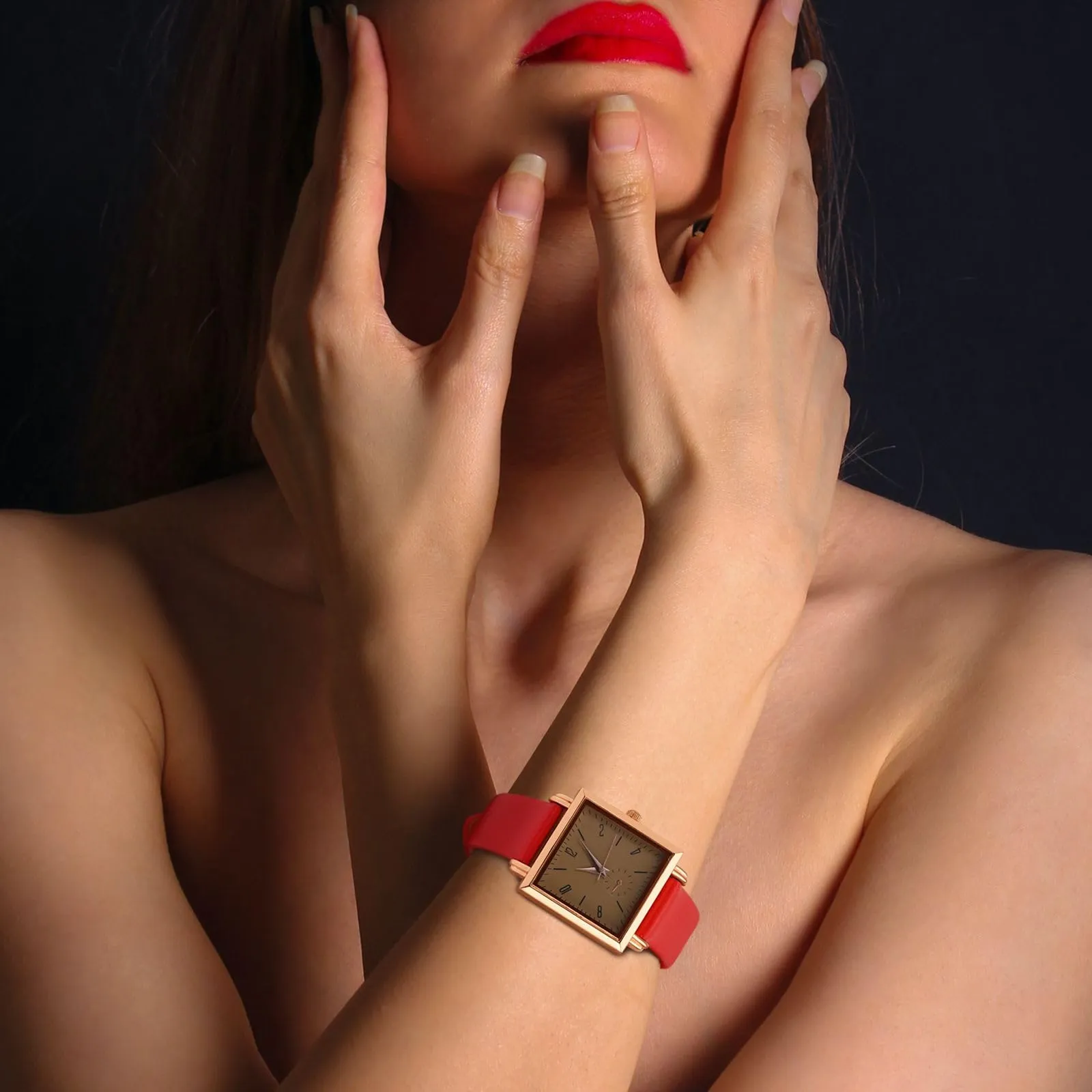 WOCCI Cinturino per Orologio in Pelle 12mm con Fibbia Oro Rosa (Rosso) - immagine 5