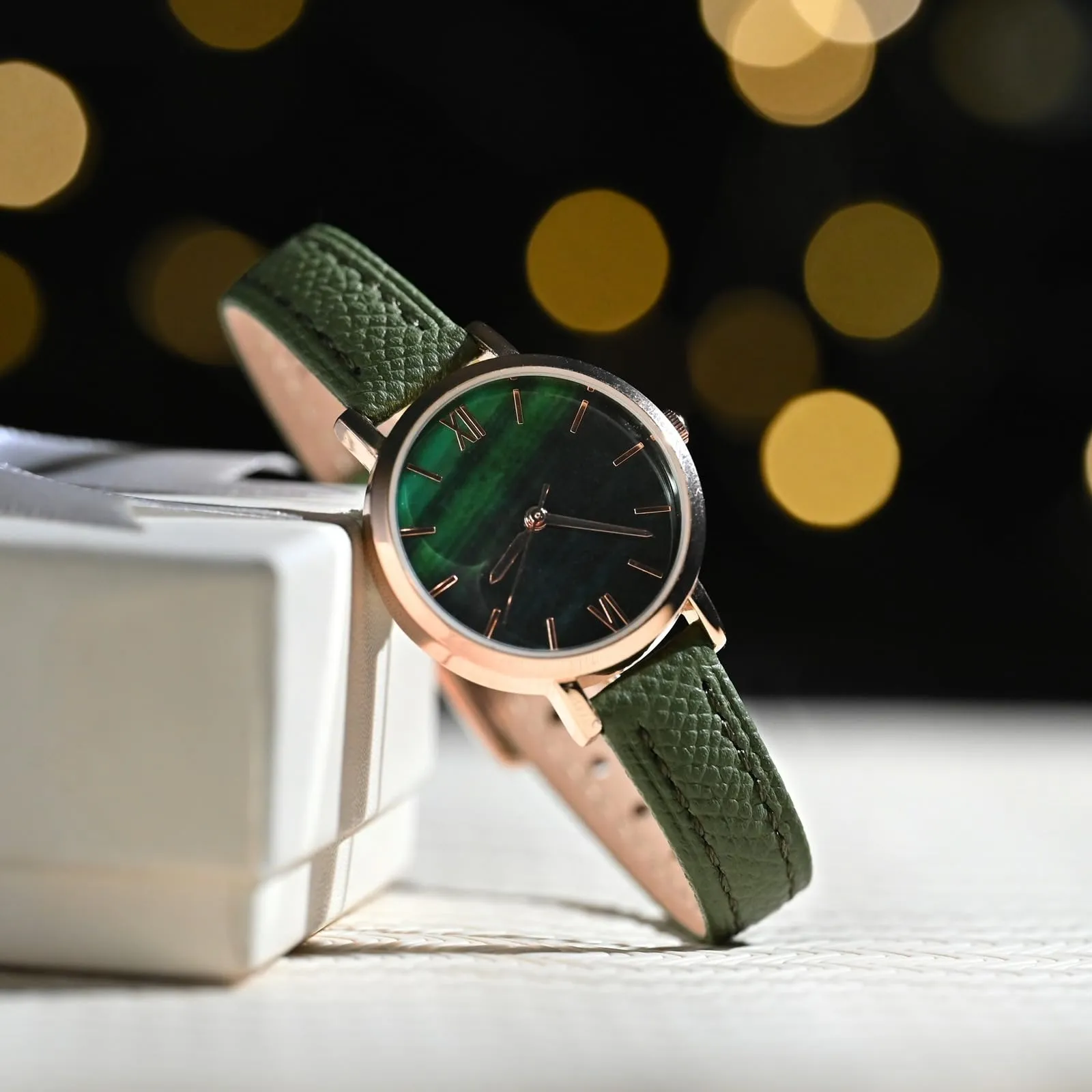 WOCCI Grace Cinturino per Orologio da Donna, 16mm, Pelle Grana Superiore, Sgancio Rapido, Fibbia Argento, Reseda Verde - immagine 8