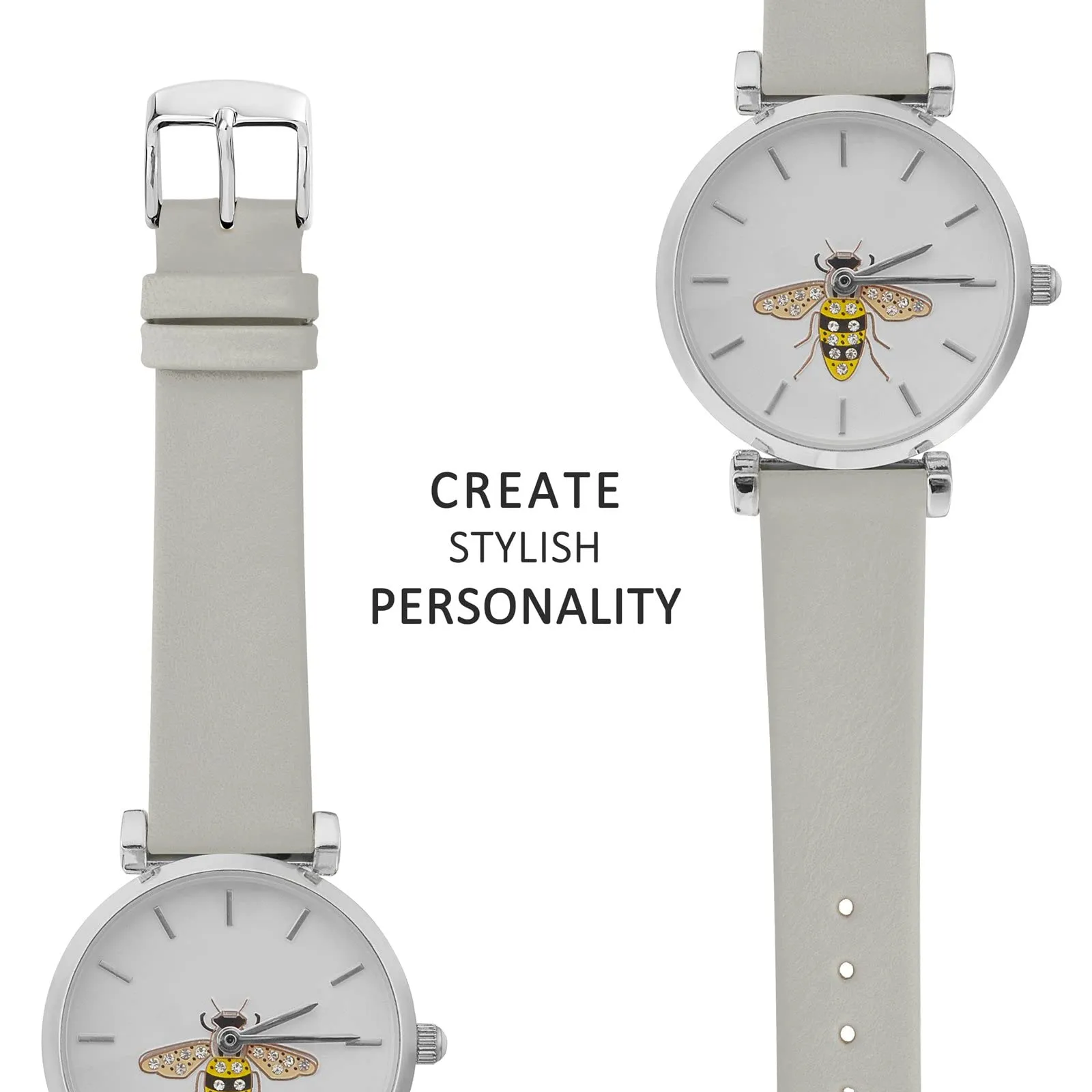 WOCCI Cinturino per Orologio in Pelle 8mm Grigio con Fibbia Argento - immagine 8