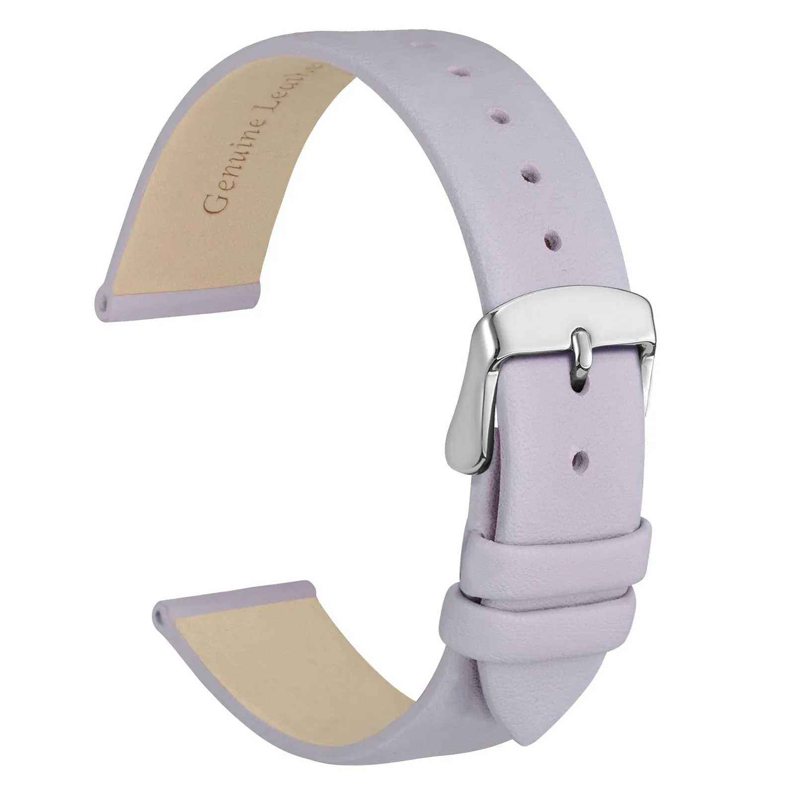 WOCCI Cinturino per Orologio in Pelle 12mm - Viola Chiaro con Fibbia Argento - immagine 1