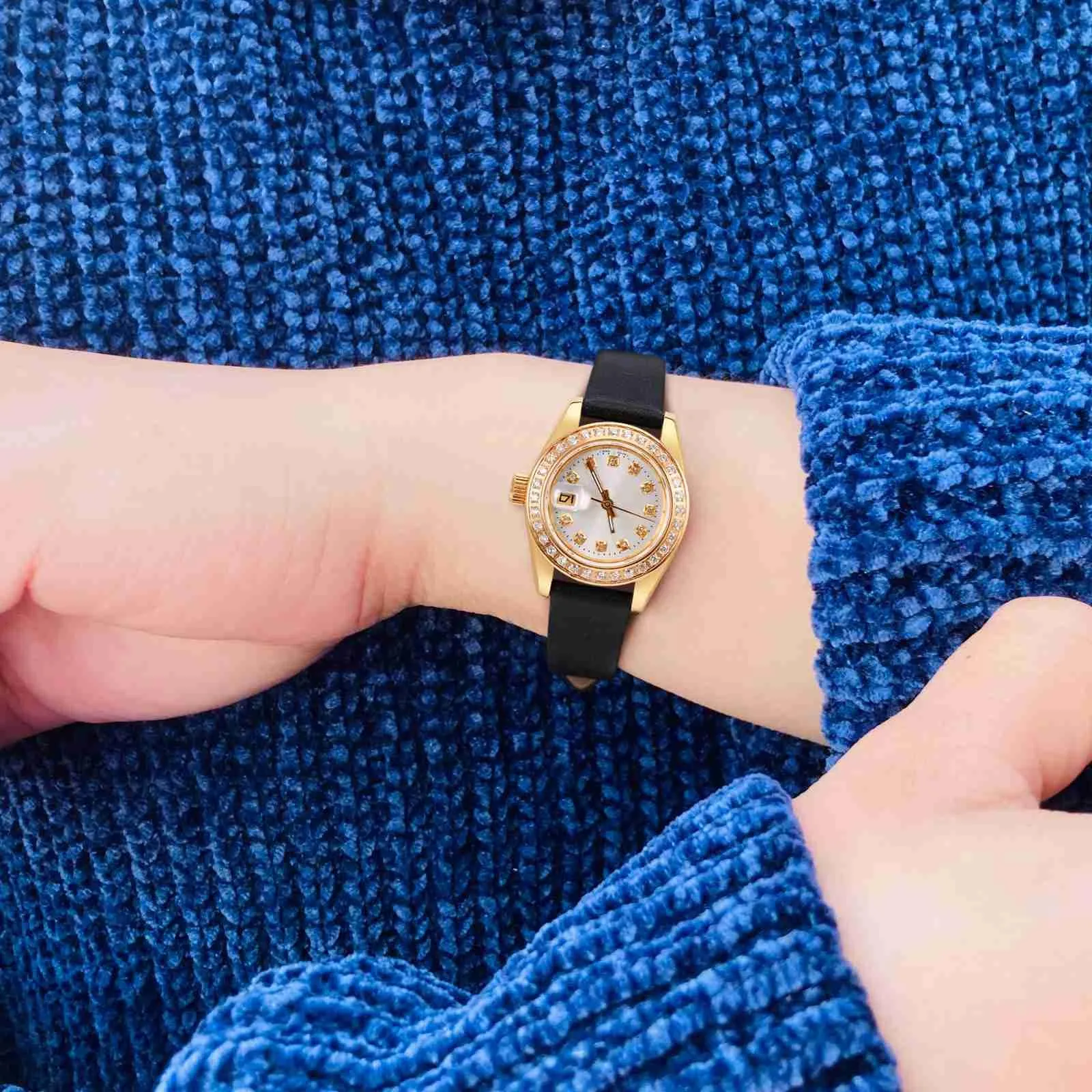 WOCCI Cinturino per Orologio in Pelle 8mm - Nero con Fibbia Oro - immagine 5