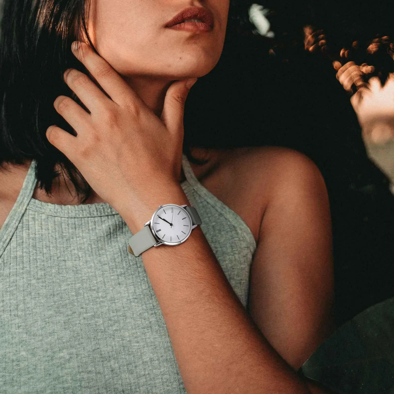 WOCCI Cinturino per Orologio in Pelle 10mm Grigio con Fibbia Oro Rosa - immagine 5