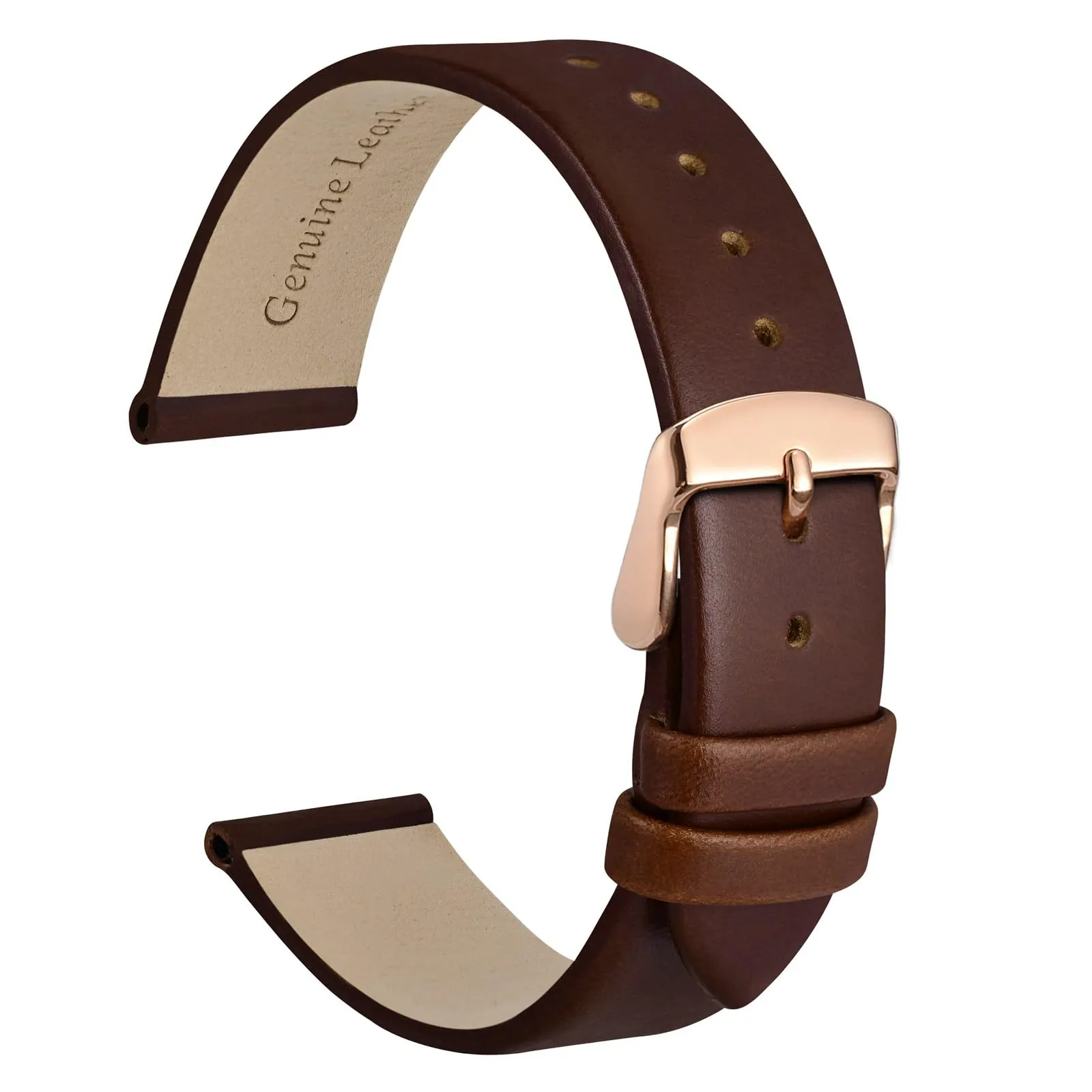 WOCCI Cinturino per Orologio in Pelle 12mm - Caramello Marrone con Fibbia Oro Rosa - immagine 1