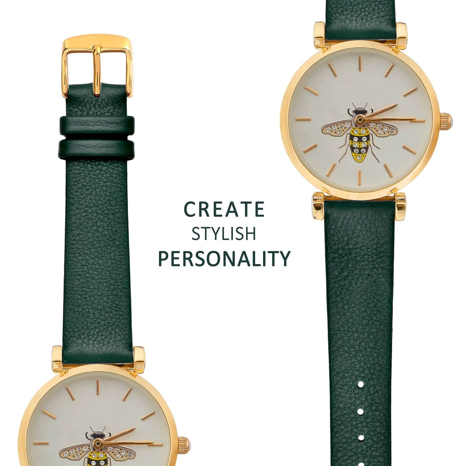 WOCCI Cinturino per Orologio in Pelle 8mm con Fibbia Oro (Verde Scuro) - immagine 8