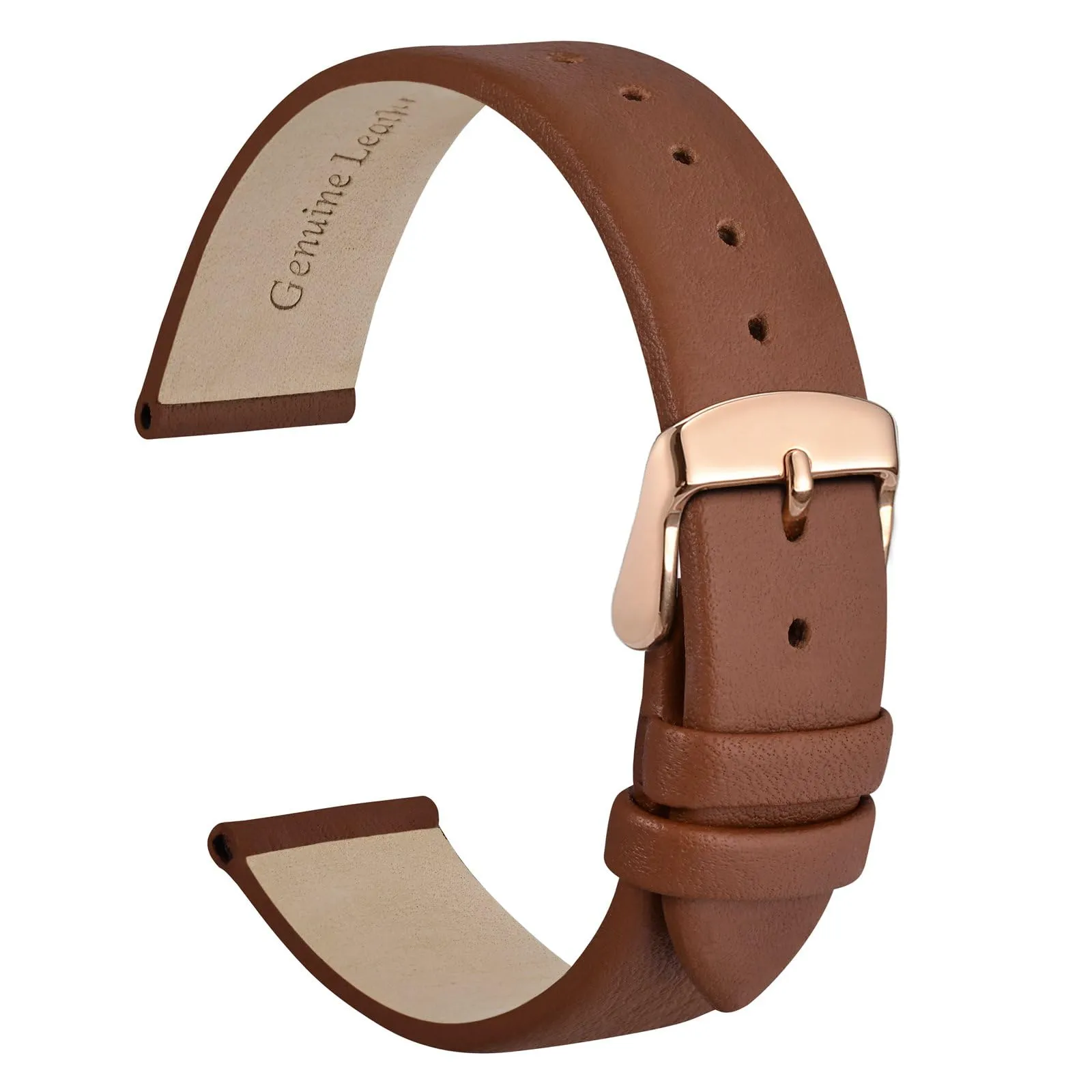 WOCCI Cinturino per Orologio in Pelle 22mm - Terracotta Marrone con Fibbia Oro Rosa - immagine 1